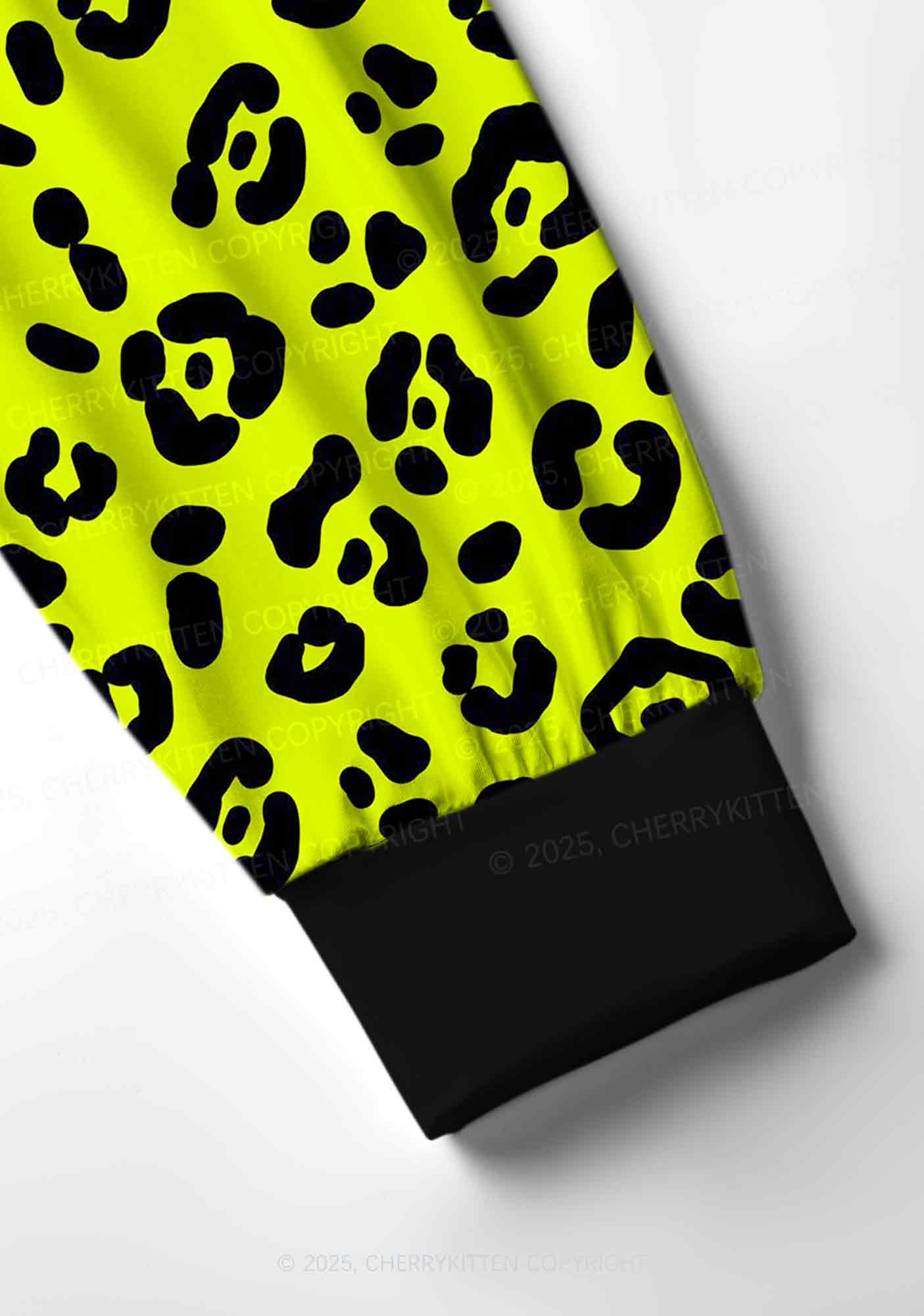 Neon Leopard Y2K Print Long Sleeve Pajama Set Cherrykitten - Image 5