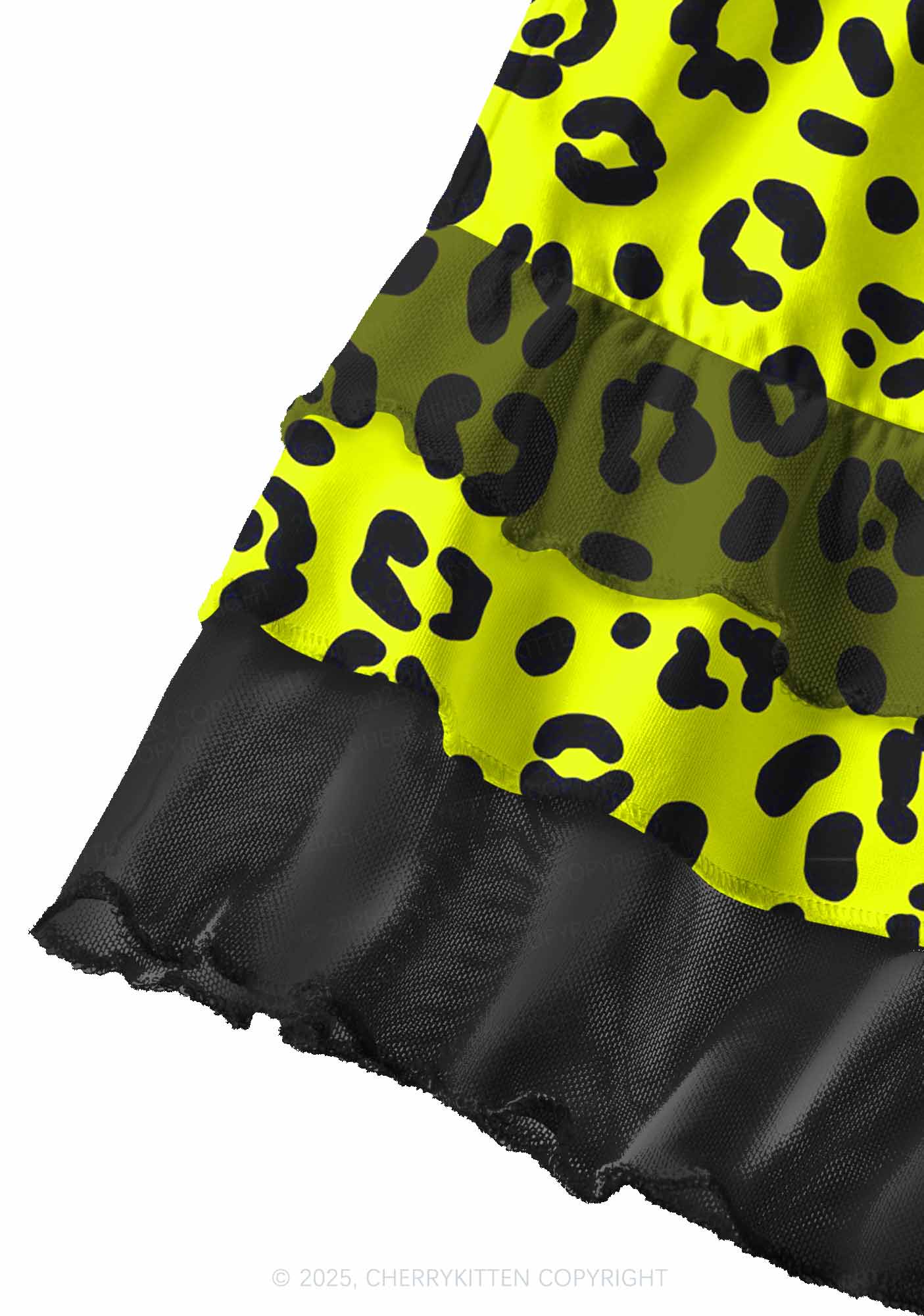 Neon Leopard Y2K Print Mini Layered Skirt Cherrykitten - Image 3