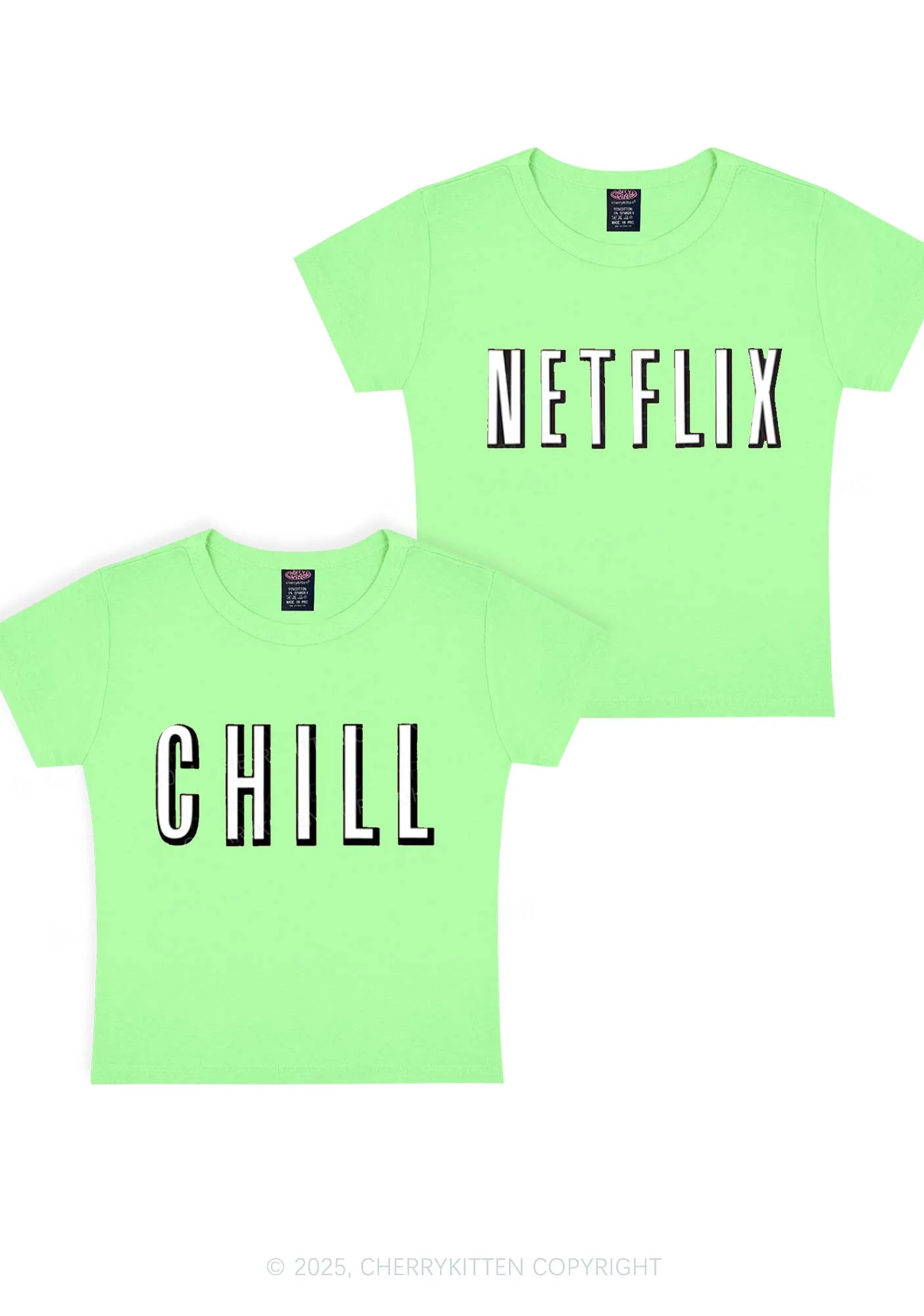 Netflix Chill Y2K Valentine's Day Baby Tee Cherrykitten - Image 10