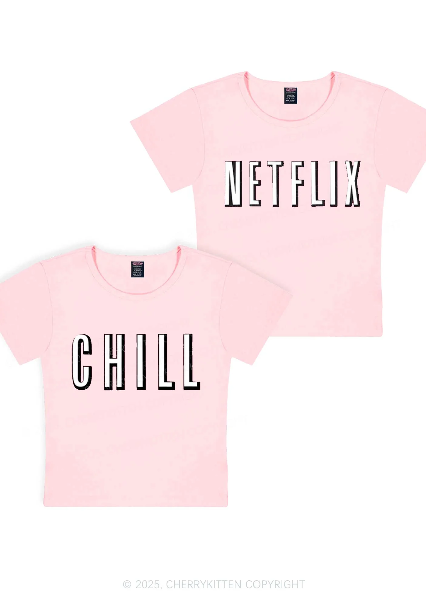 Netflix Chill Y2K Valentine's Day Baby Tee Cherrykitten - Image 11