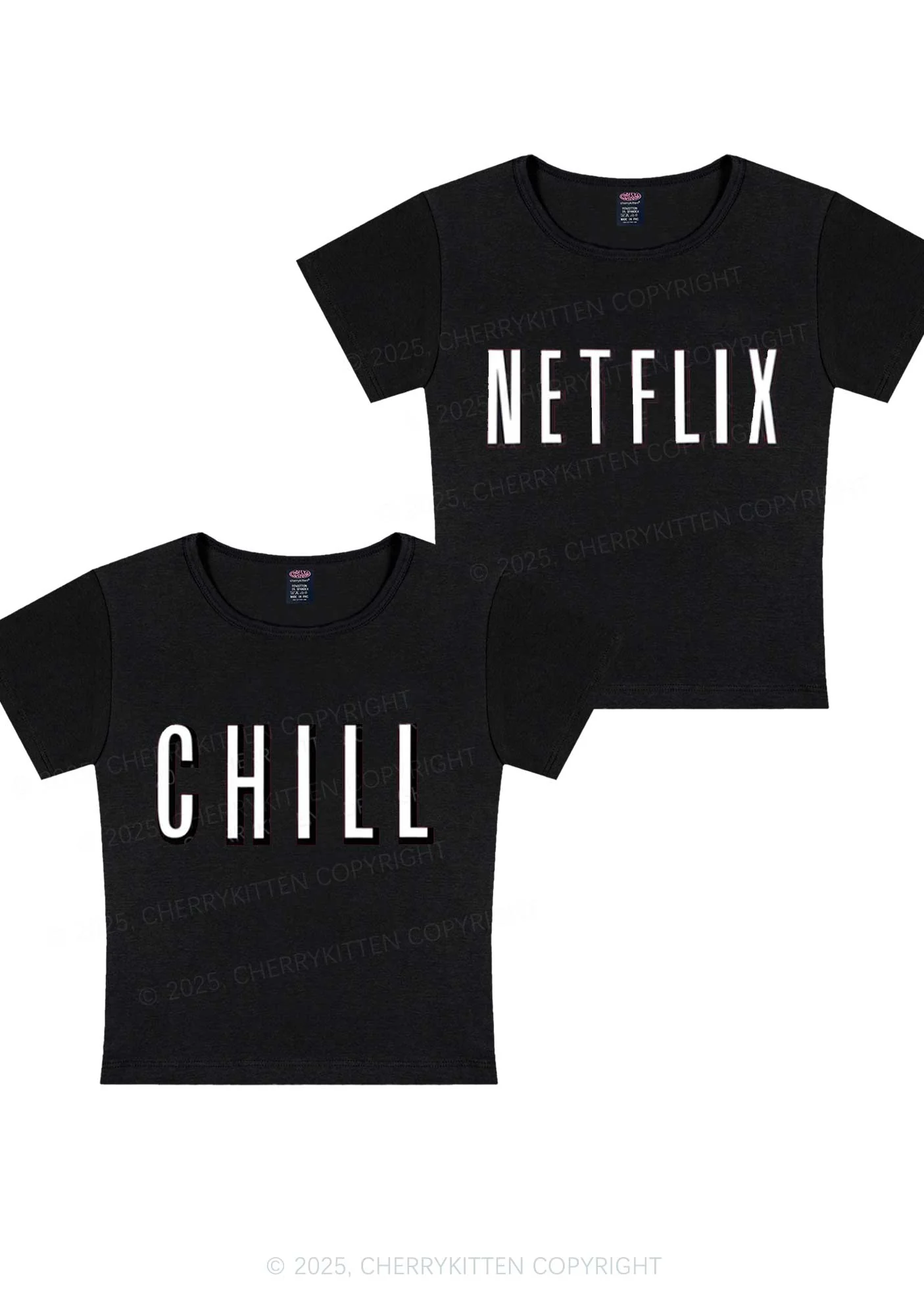 Netflix Chill Y2K Valentine's Day Baby Tee Cherrykitten - Image 2