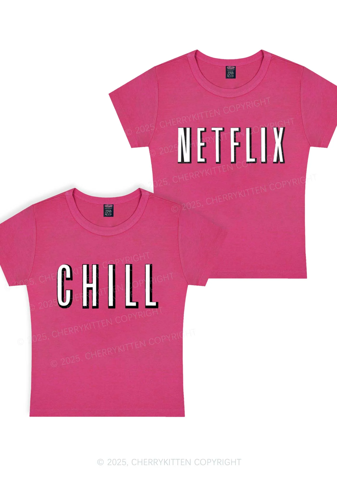 Netflix Chill Y2K Valentine's Day Baby Tee Cherrykitten - Image 3