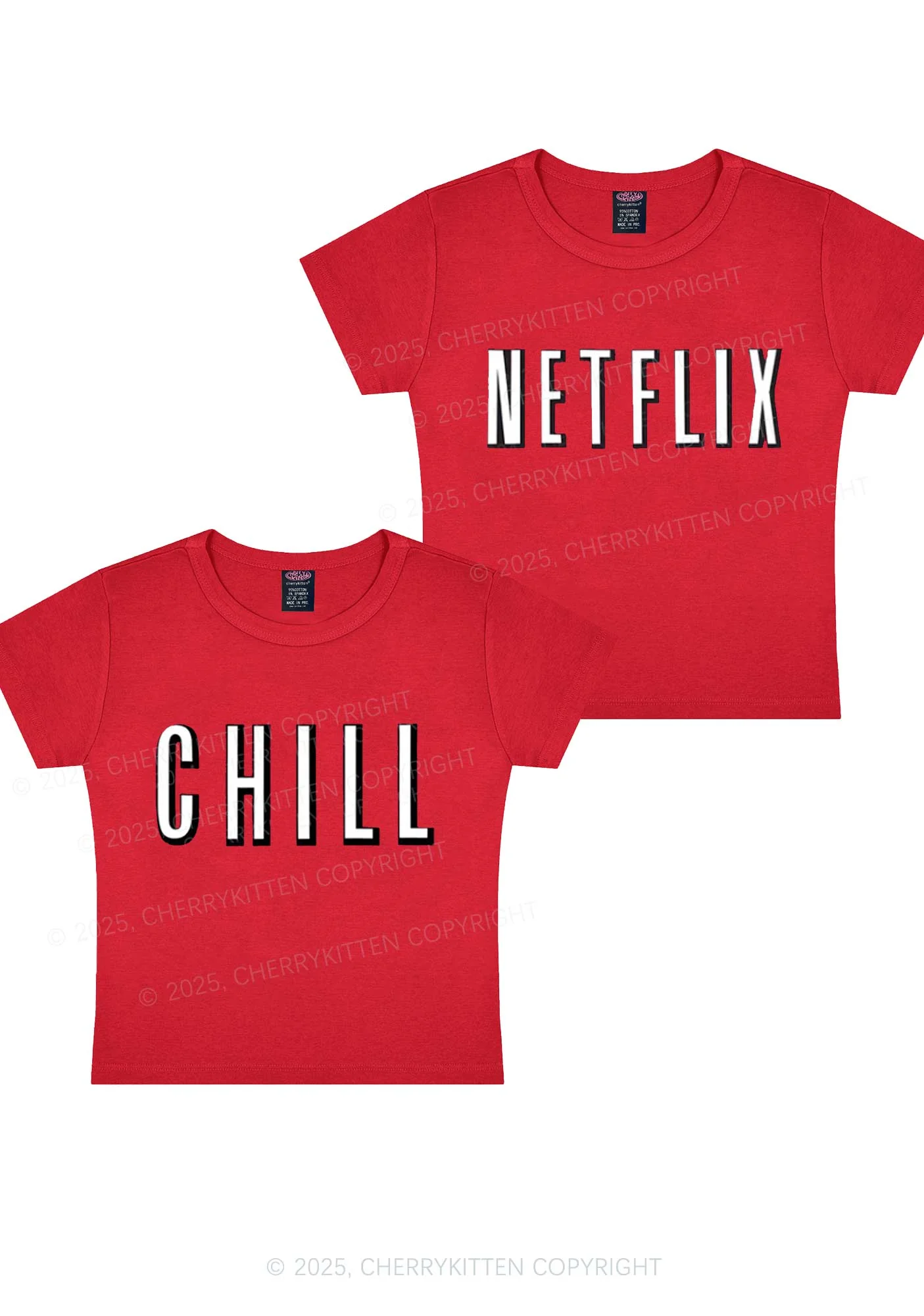 Netflix Chill Y2K Valentine's Day Baby Tee Cherrykitten - Image 4