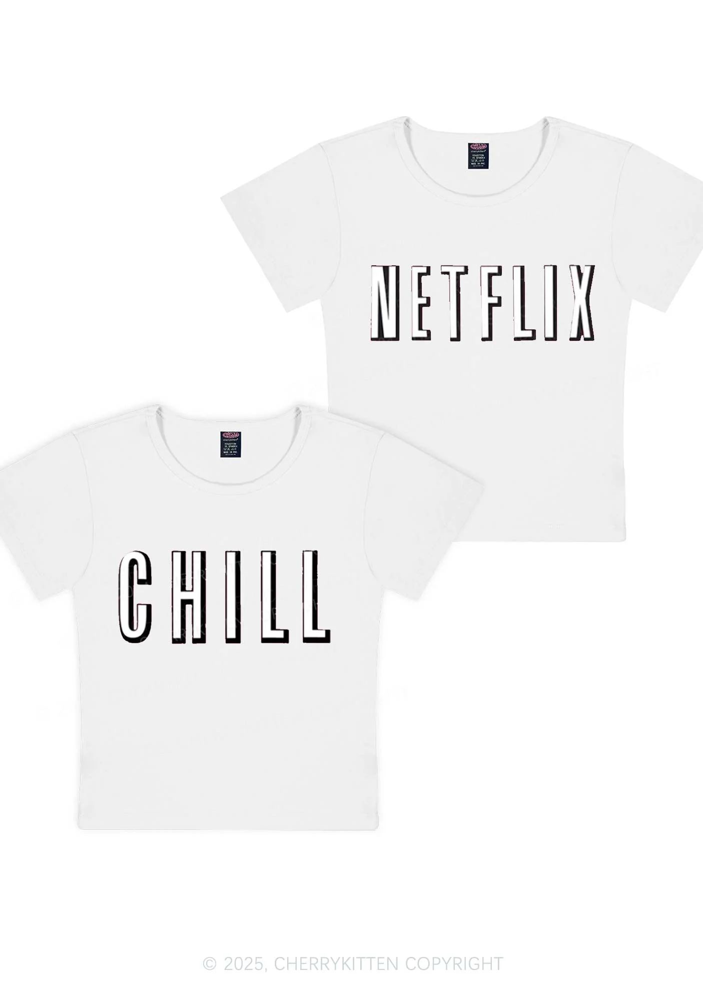 Netflix Chill Y2K Valentine's Day Baby Tee Cherrykitten - Image 6