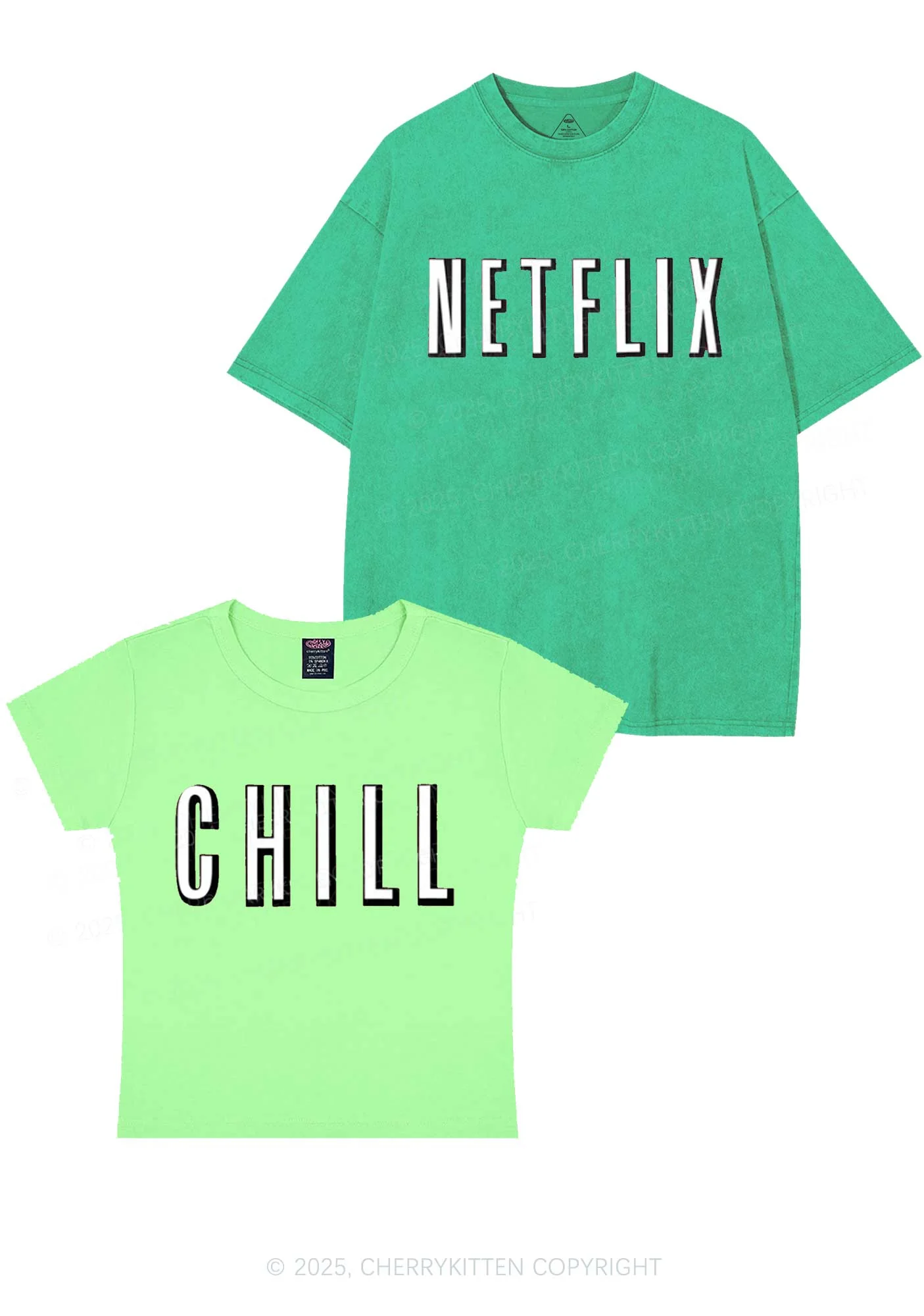 Netflix Chill Y2K Valentine's Day Couple Shirt Cherrykitten - Image 11