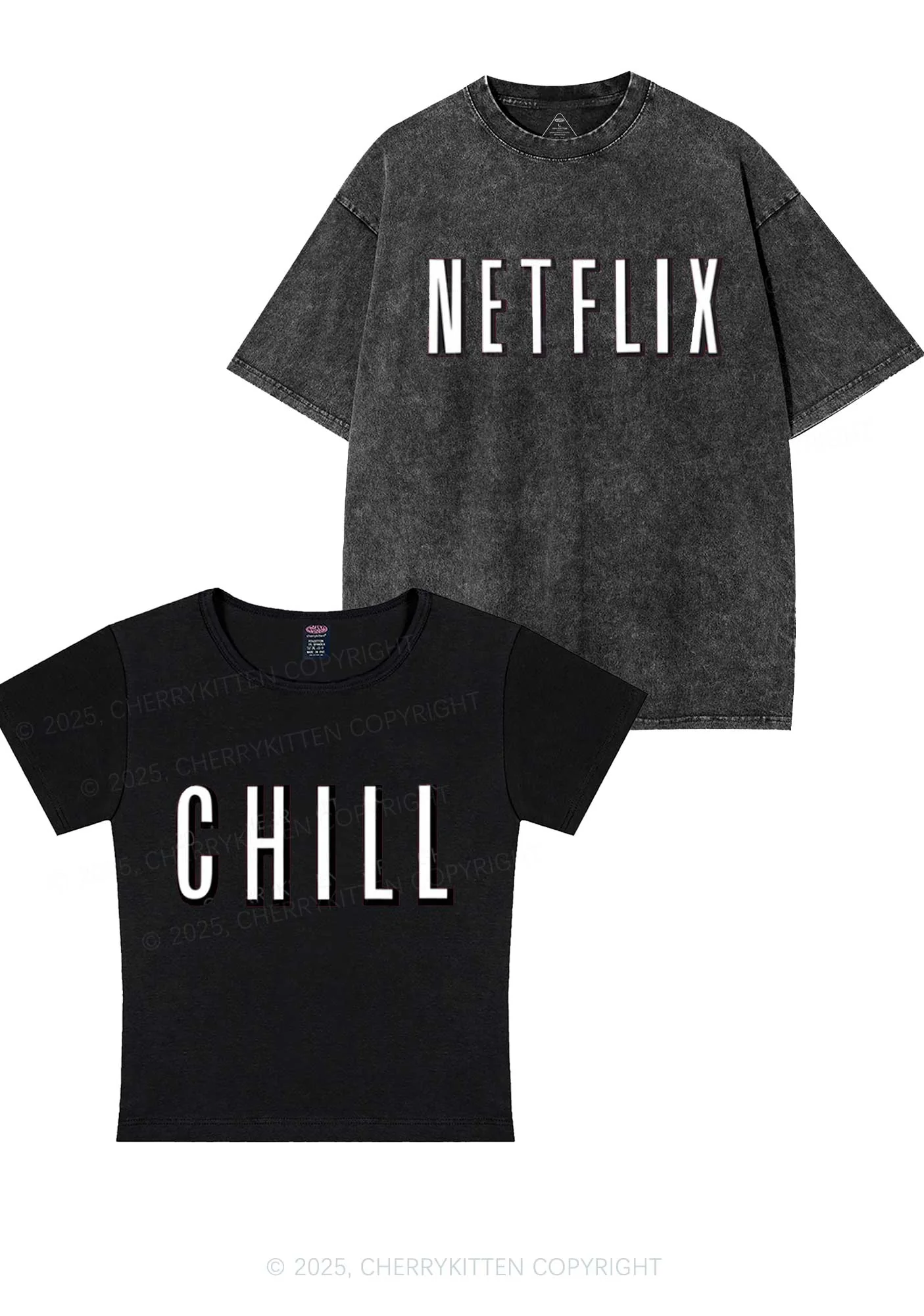 Netflix Chill Y2K Valentine's Day Couple Shirt Cherrykitten - Image 2