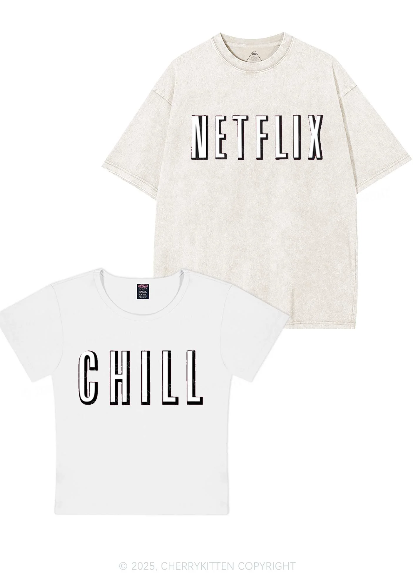 Netflix Chill Y2K Valentine's Day Couple Shirt Cherrykitten - Image 3