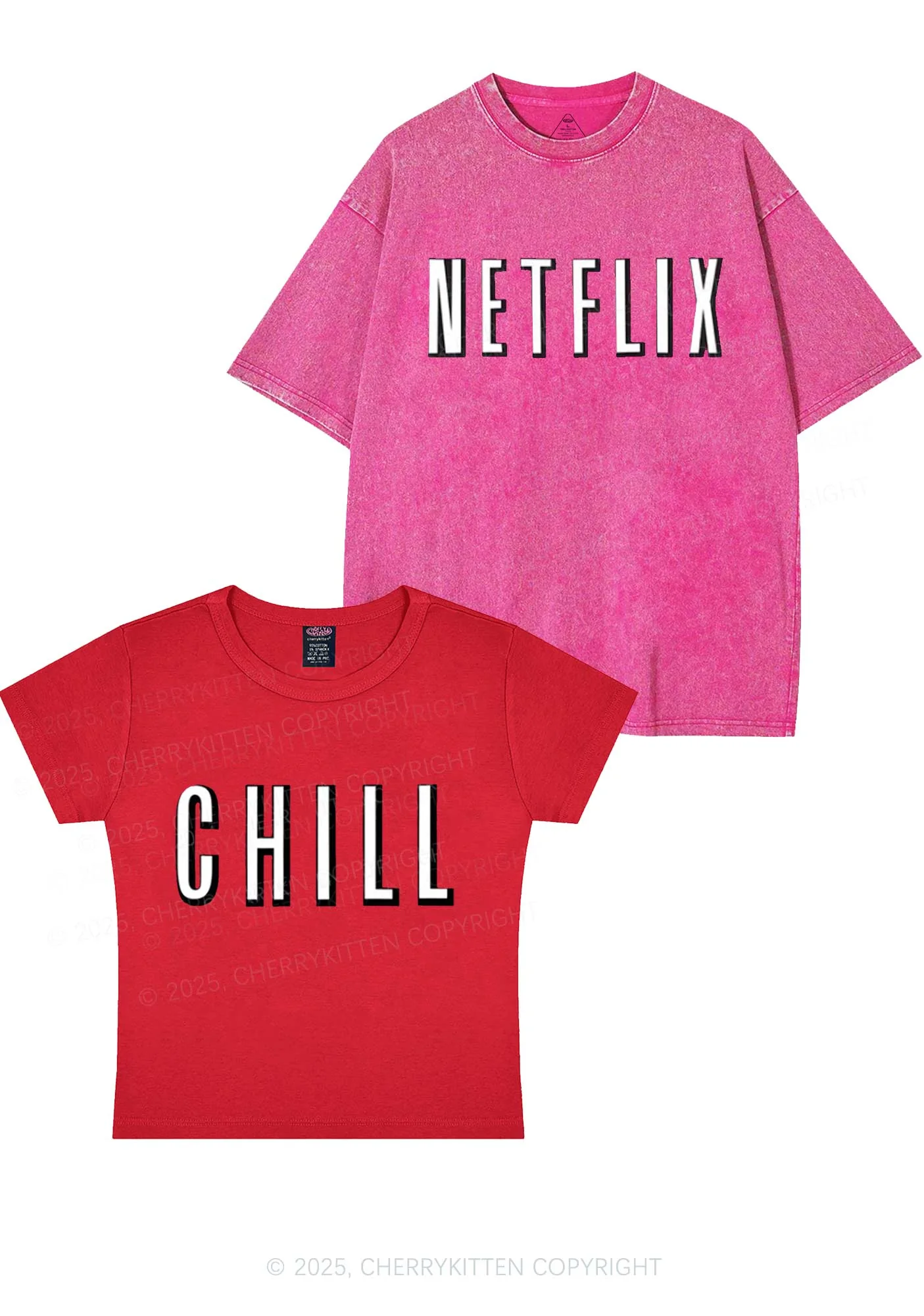 Netflix Chill Y2K Valentine's Day Couple Shirt Cherrykitten - Image 7