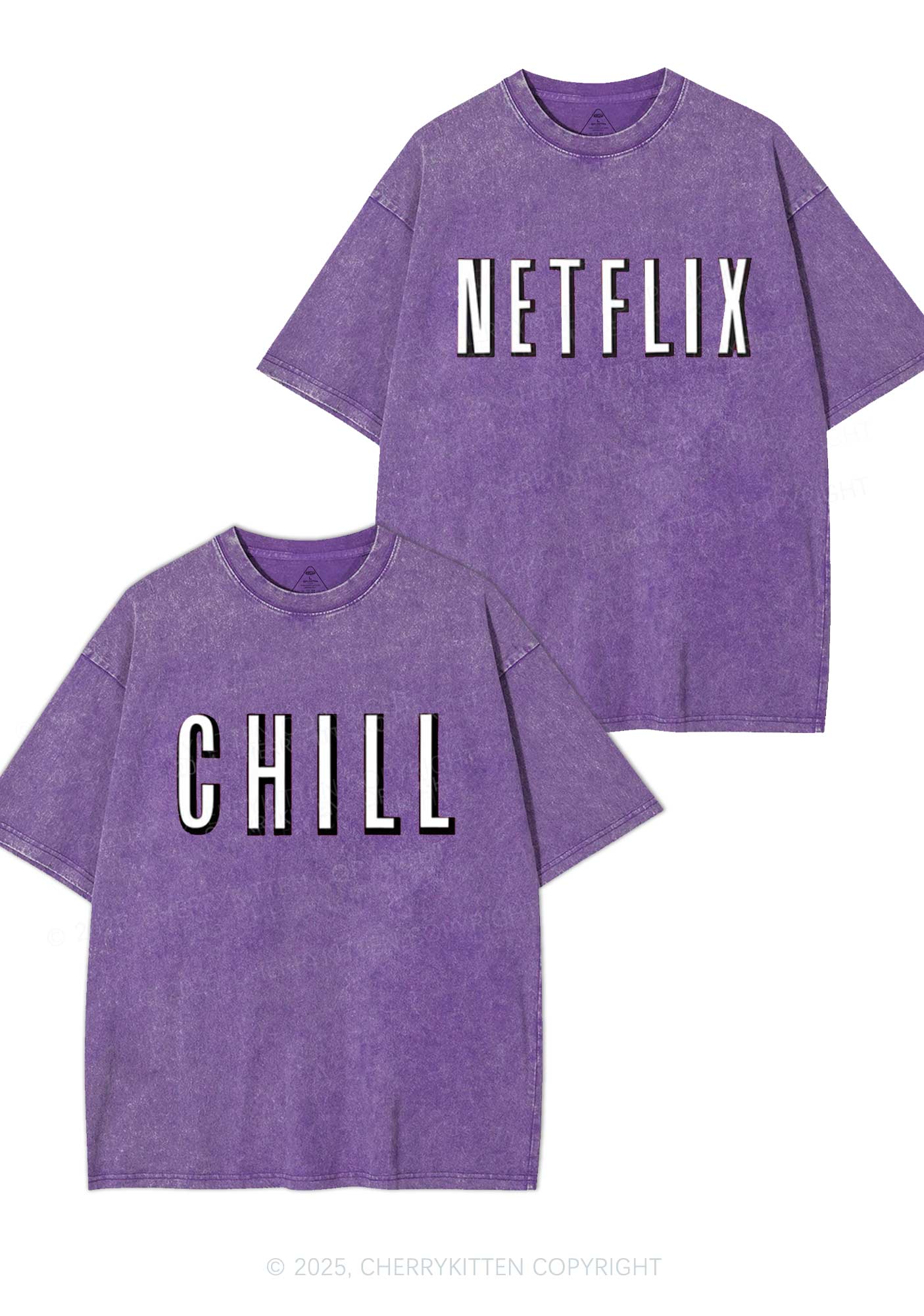 Netflix Chill Y2K Valentine's Day Washed Tee Cherrykitten - Image 3