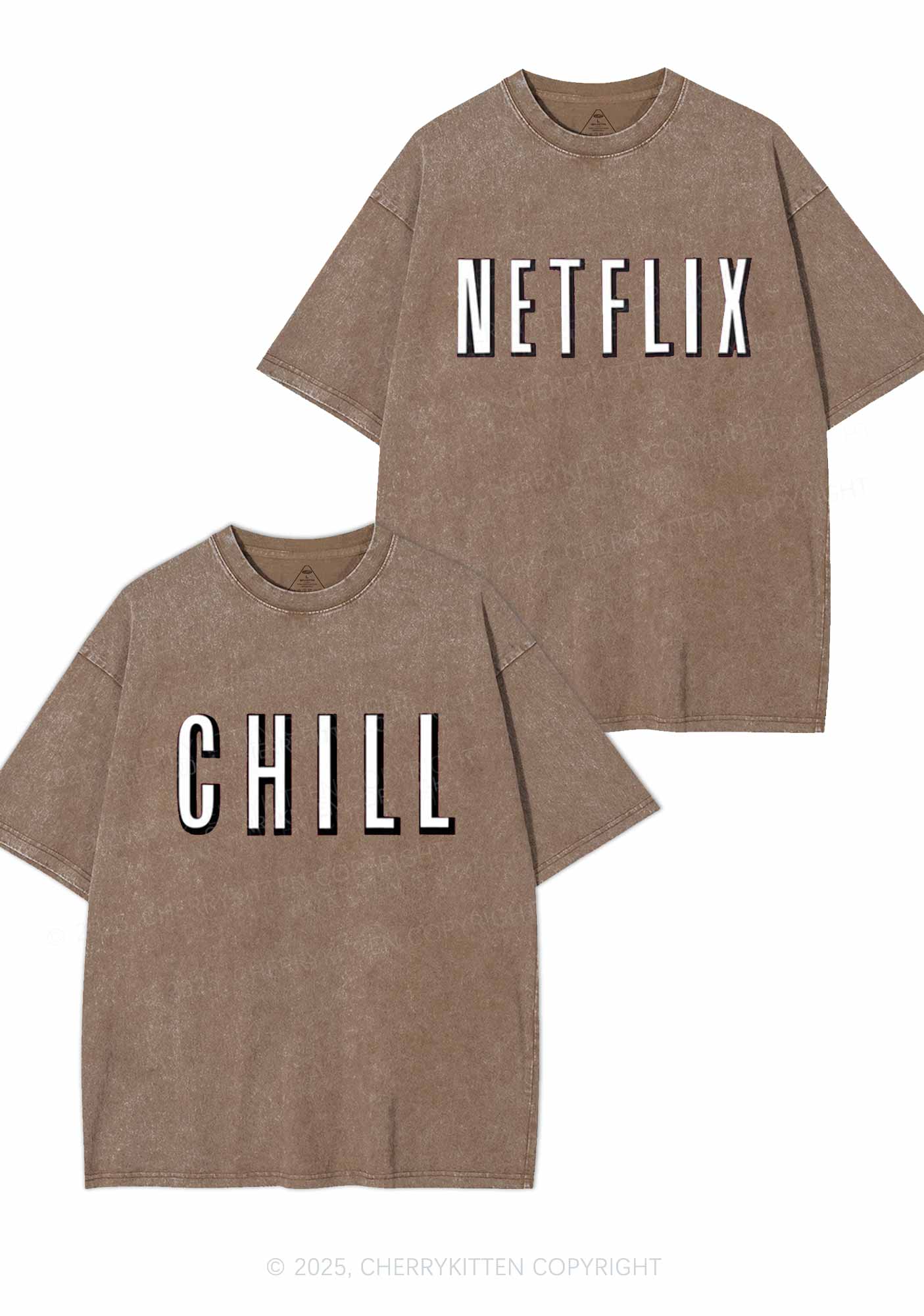 Netflix Chill Y2K Valentine's Day Washed Tee Cherrykitten - Image 4