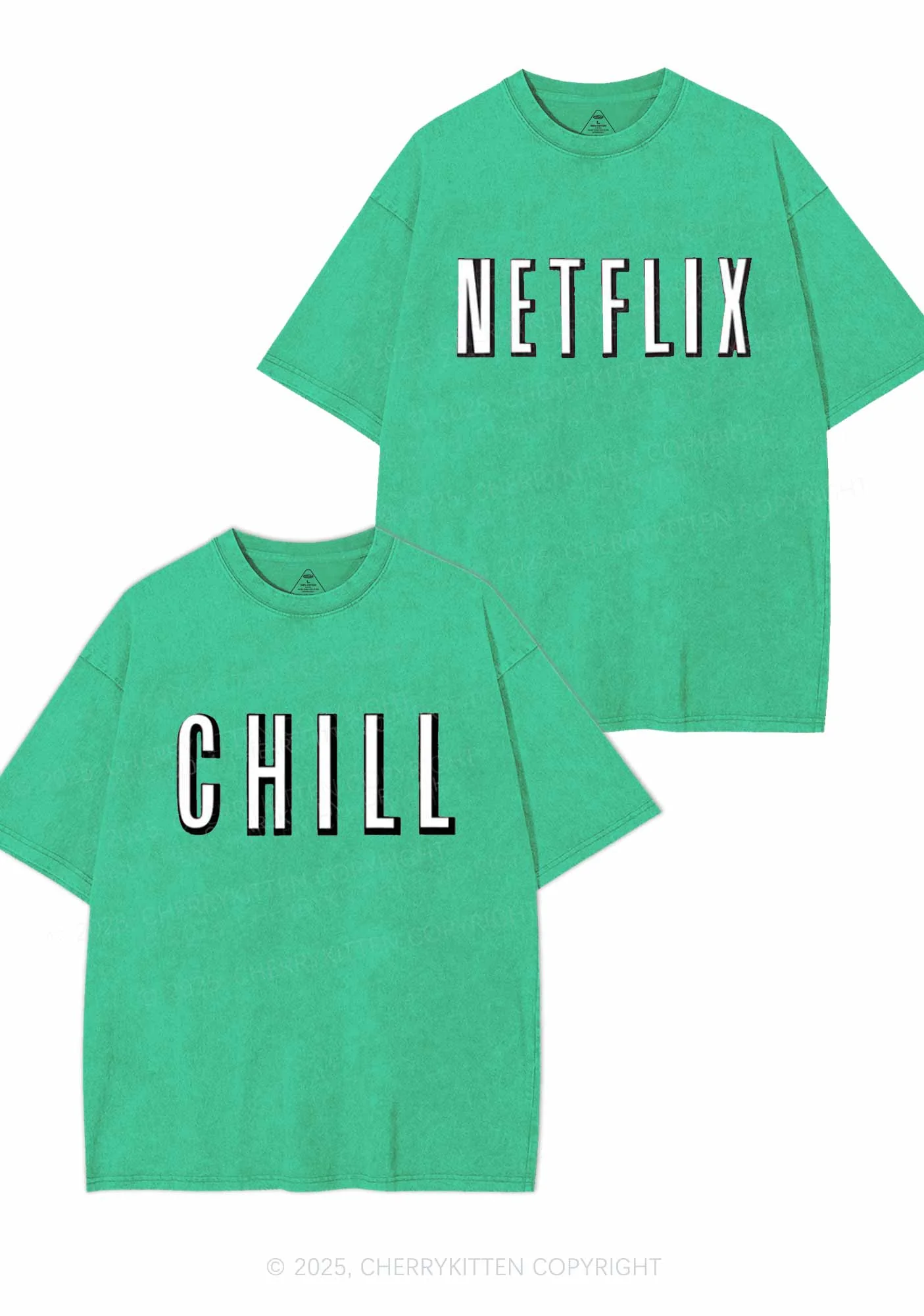 Netflix Chill Y2K Valentine's Day Washed Tee Cherrykitten - Image 6