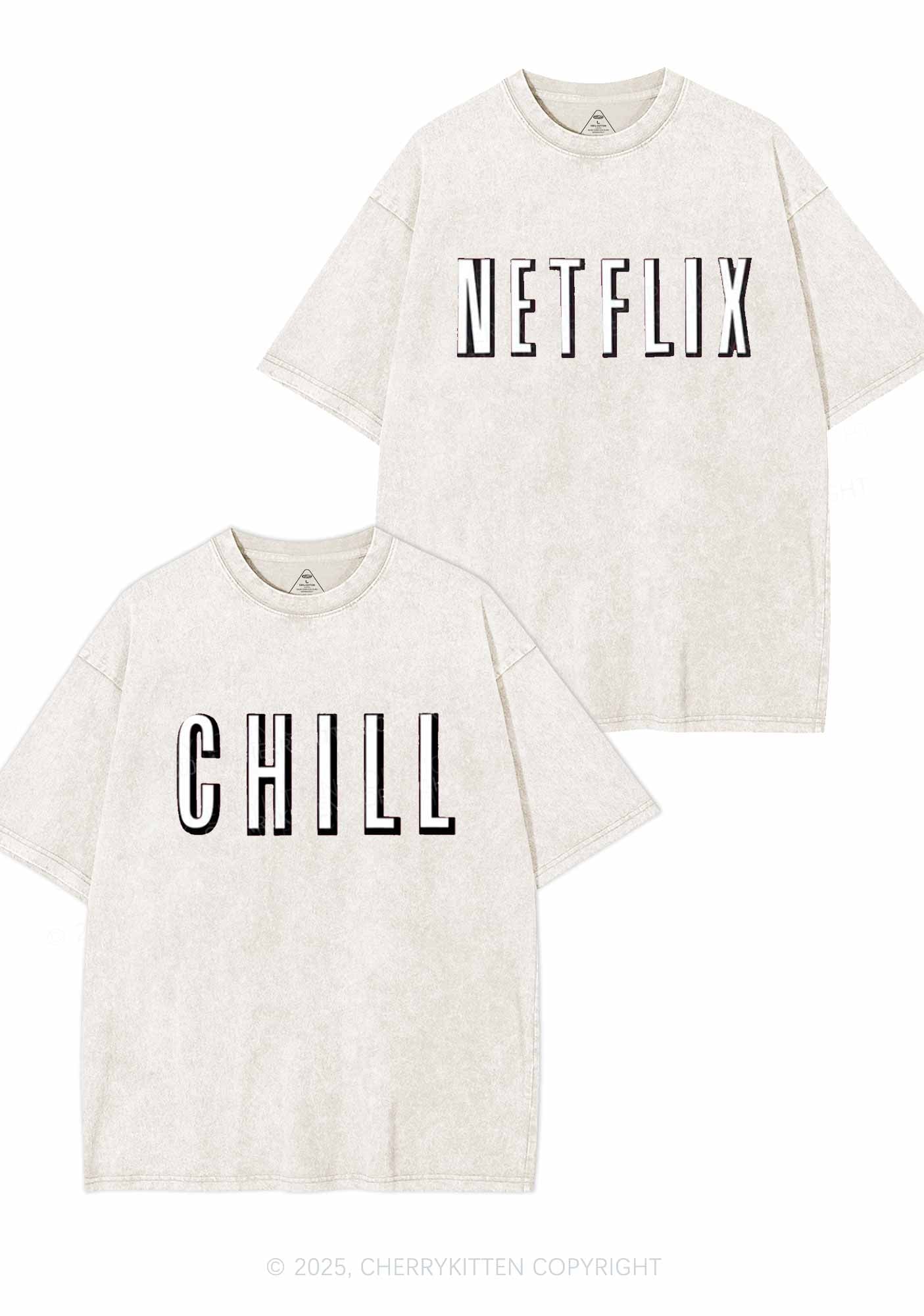 Netflix Chill Y2K Valentine's Day Washed Tee Cherrykitten - Image 7