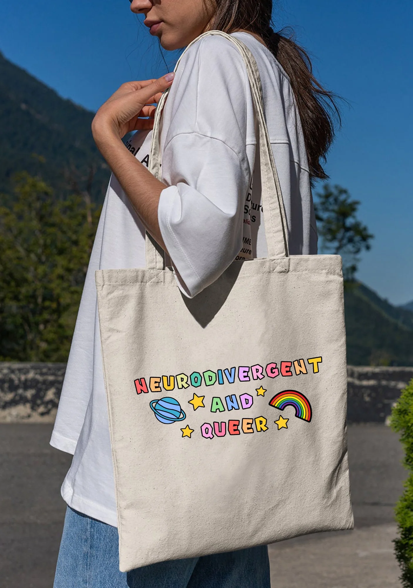 Neurodivergent And Queer Canvas Tote Bag - Image 3