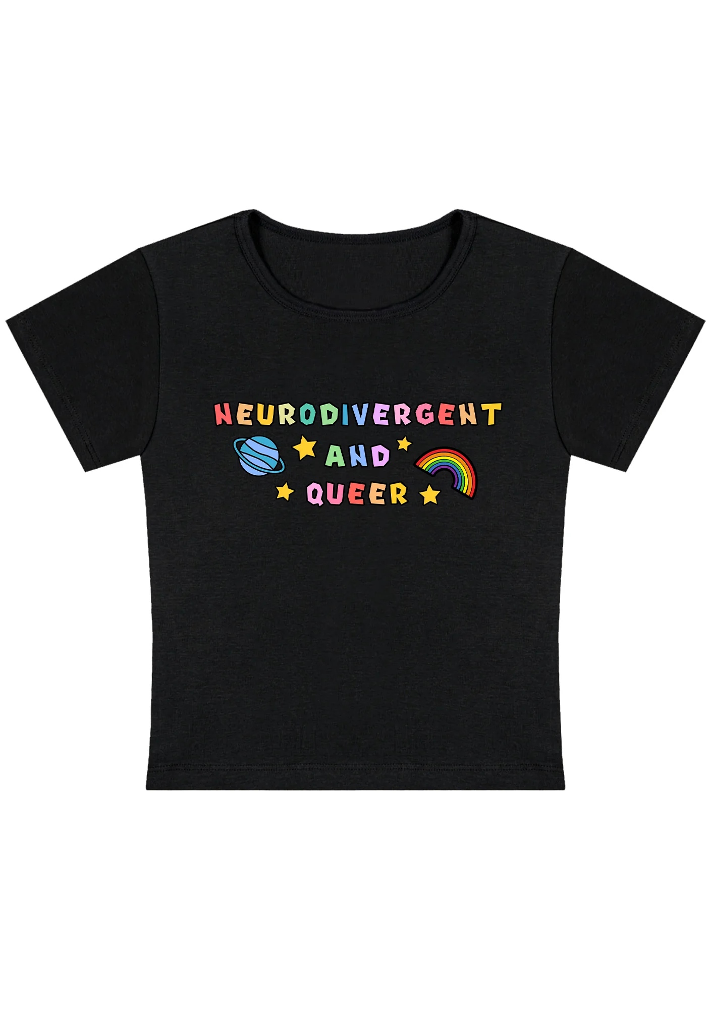 Neurodivergent And Queer Y2K Baby Tee - Image 2