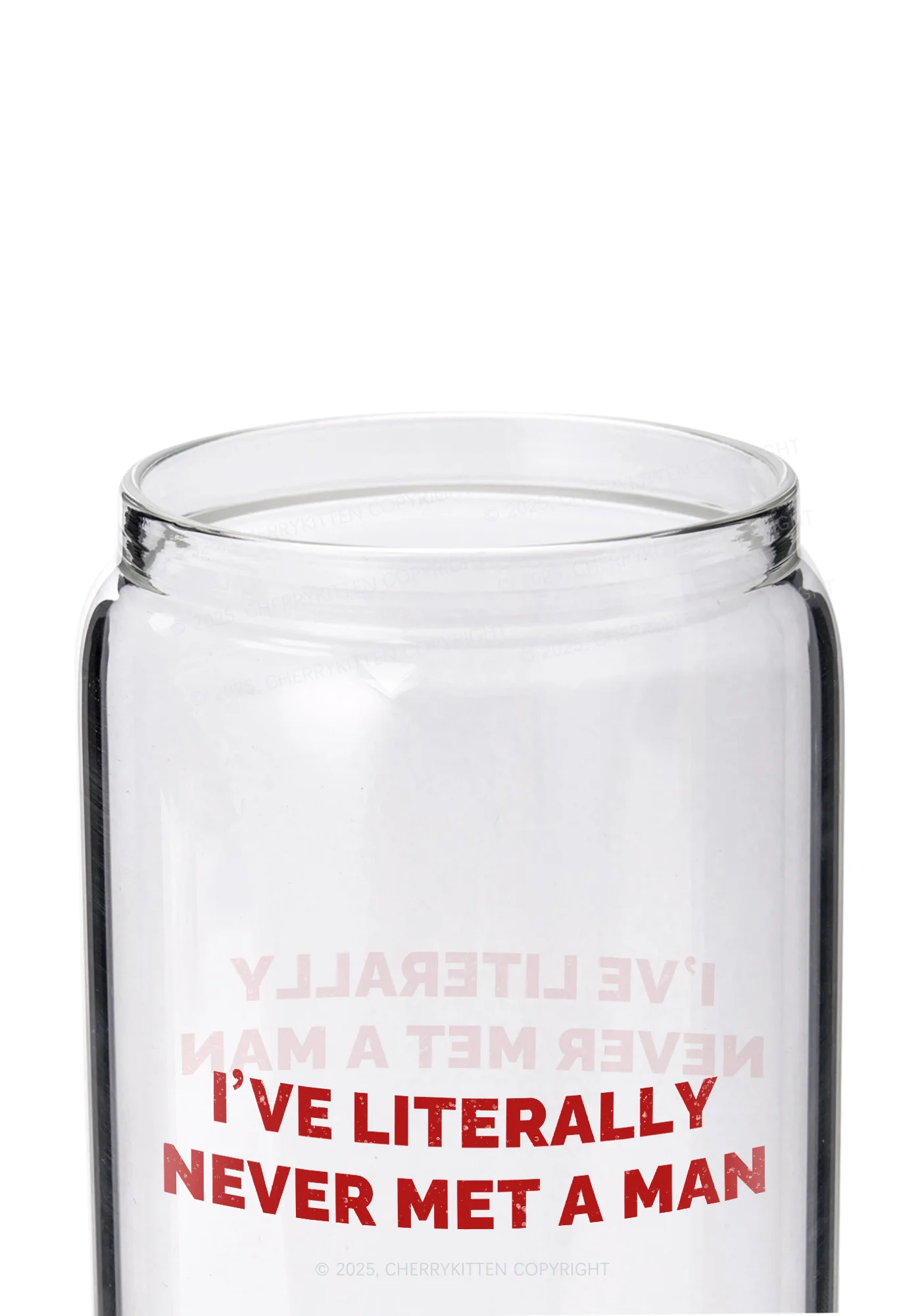 Never Met A Man Pride Y2K Printed Glass Cup Cherrykitten - Image 2