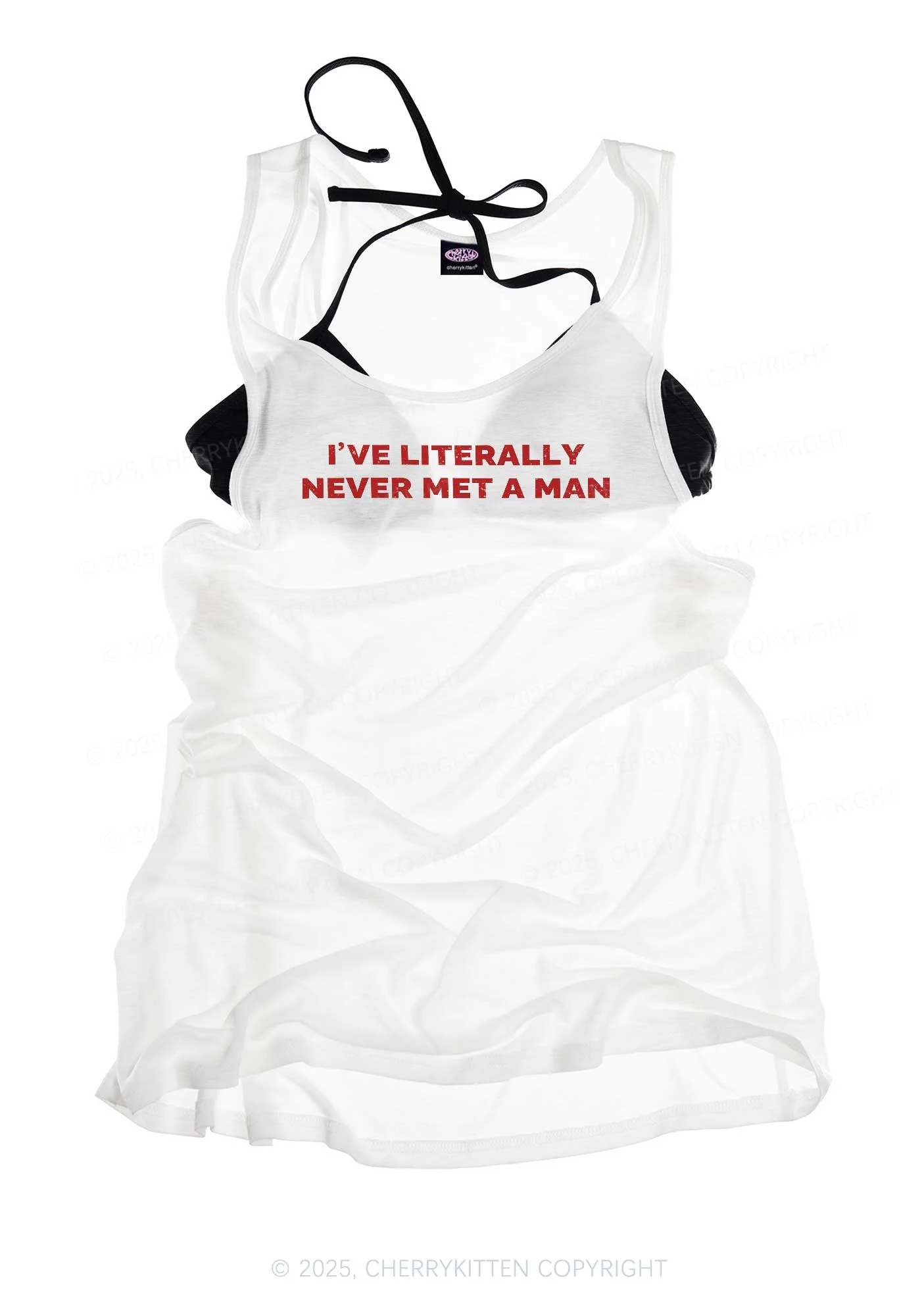 Never Met A Man Pride Y2K Sheer Boyfriend Tank Cherrykitten - Image 3