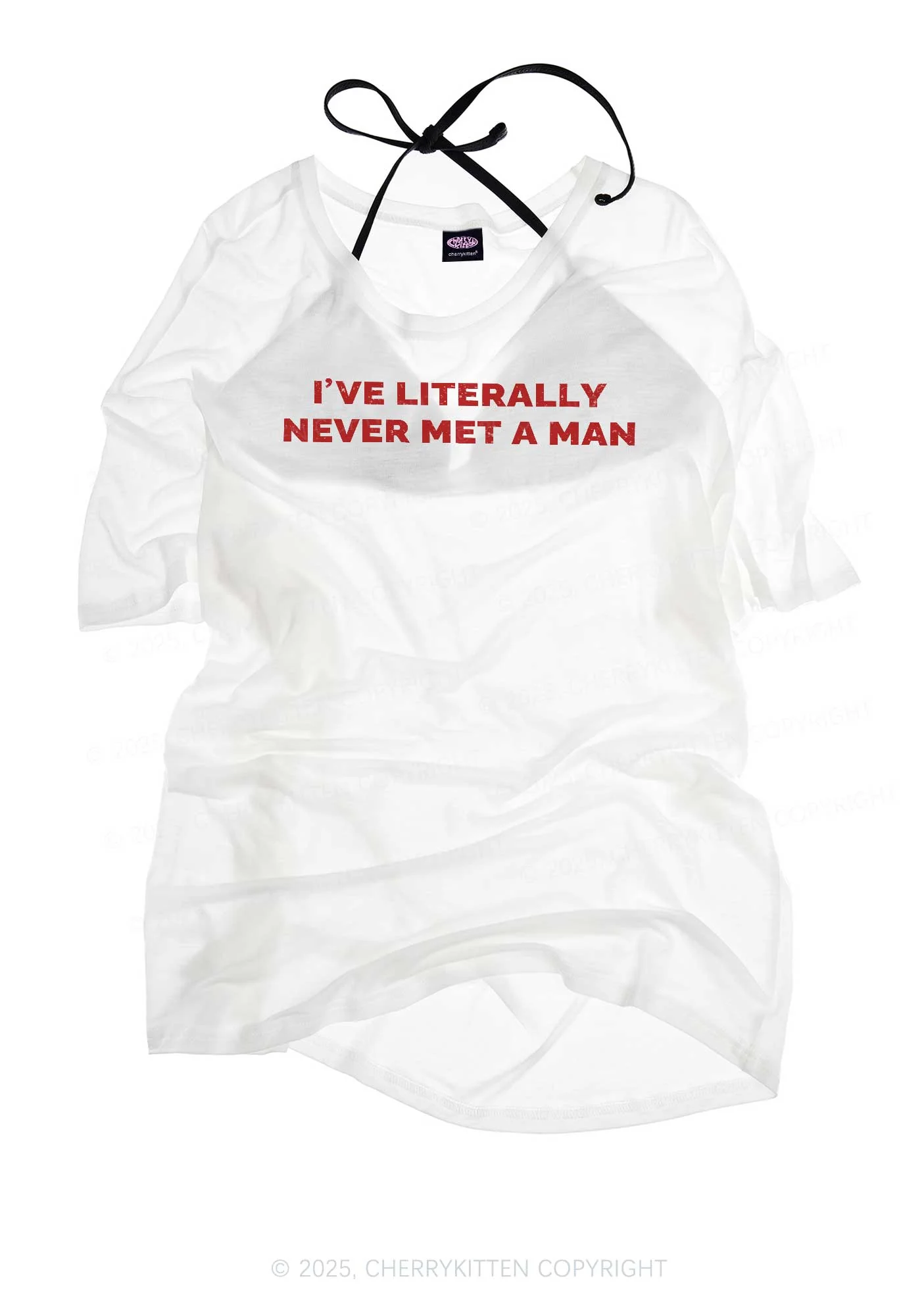 Never Met A Man Pride Y2K Sheer Boyfriend Tee Cherrykitten - Image 3