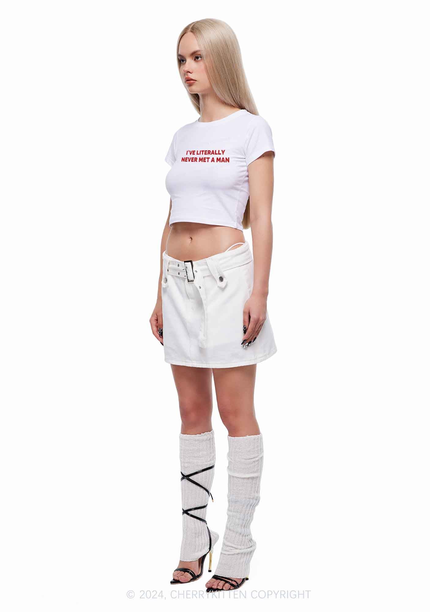 Never Met A Man Y2K Baby Tee Cherrykitten - Image 4