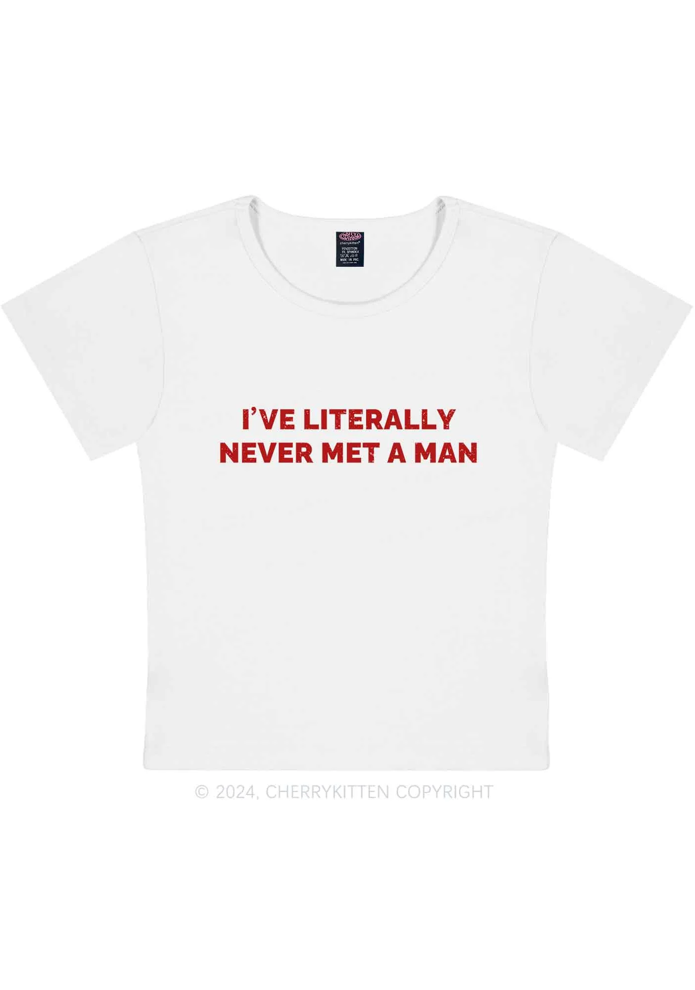 Never Met A Man Y2K Baby Tee Cherrykitten - Image 6