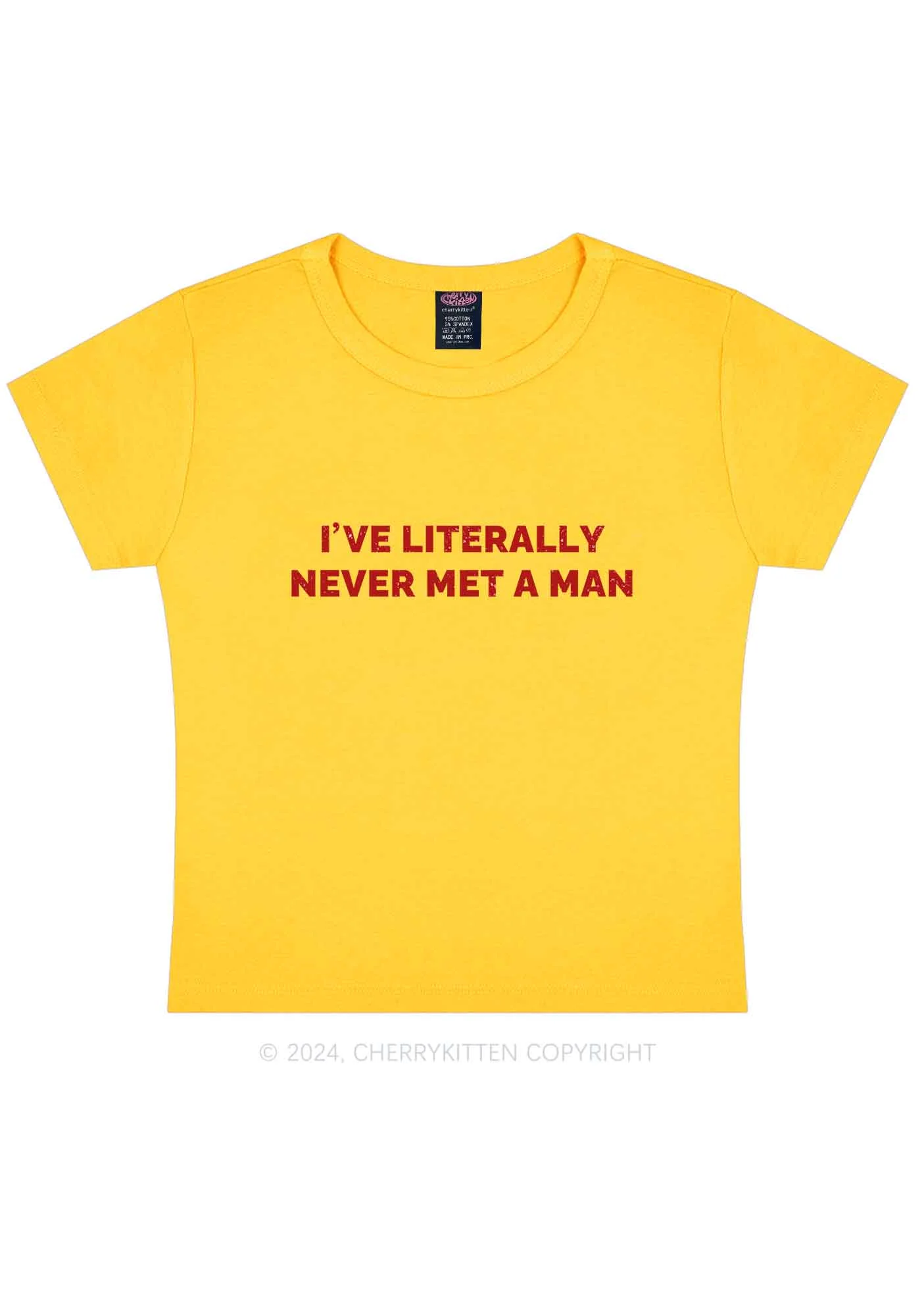 Never Met A Man Y2K Baby Tee Cherrykitten - Image 7