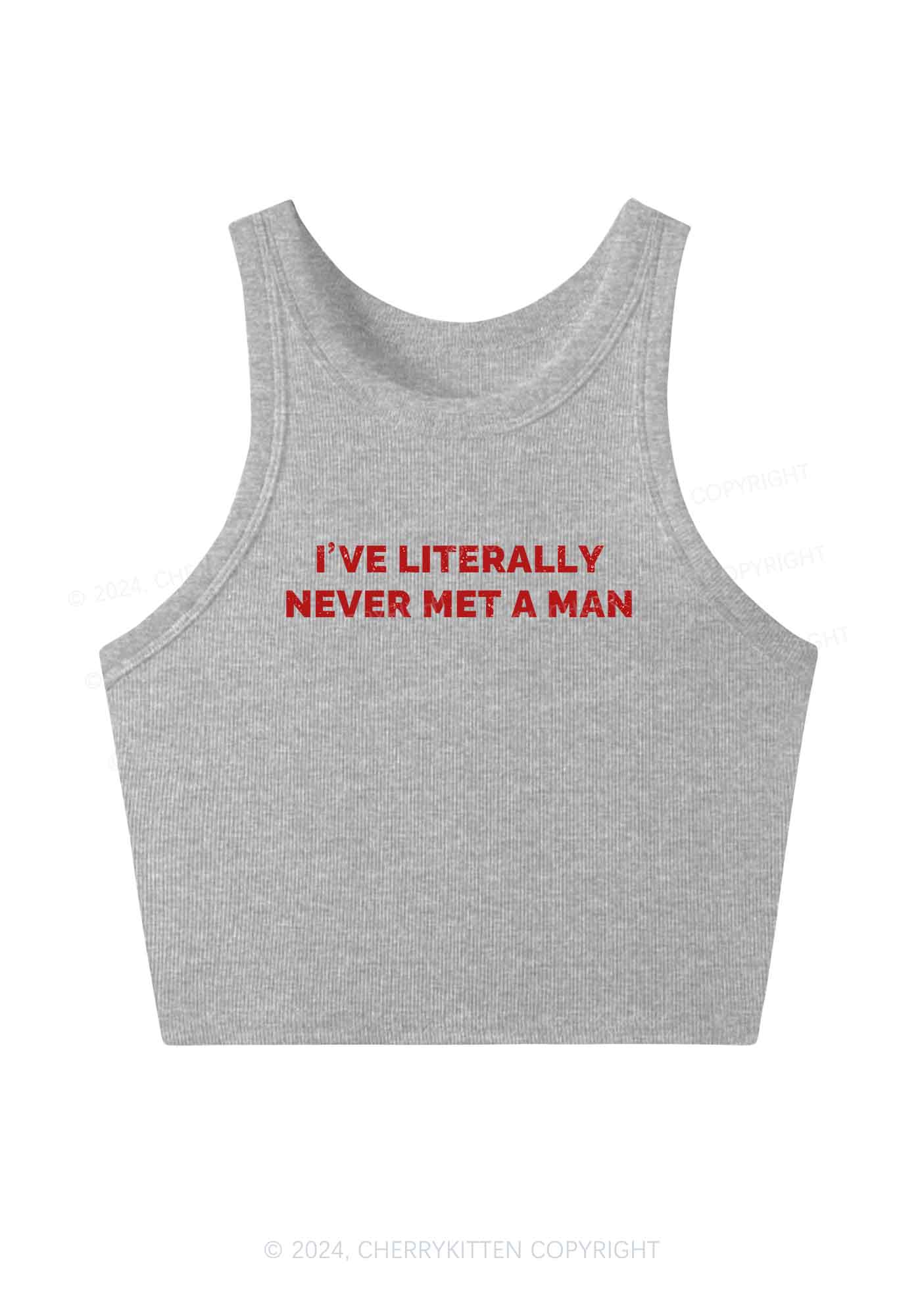 Never Met A Man Y2K Crop Tank Top Cherrykitten - Image 3