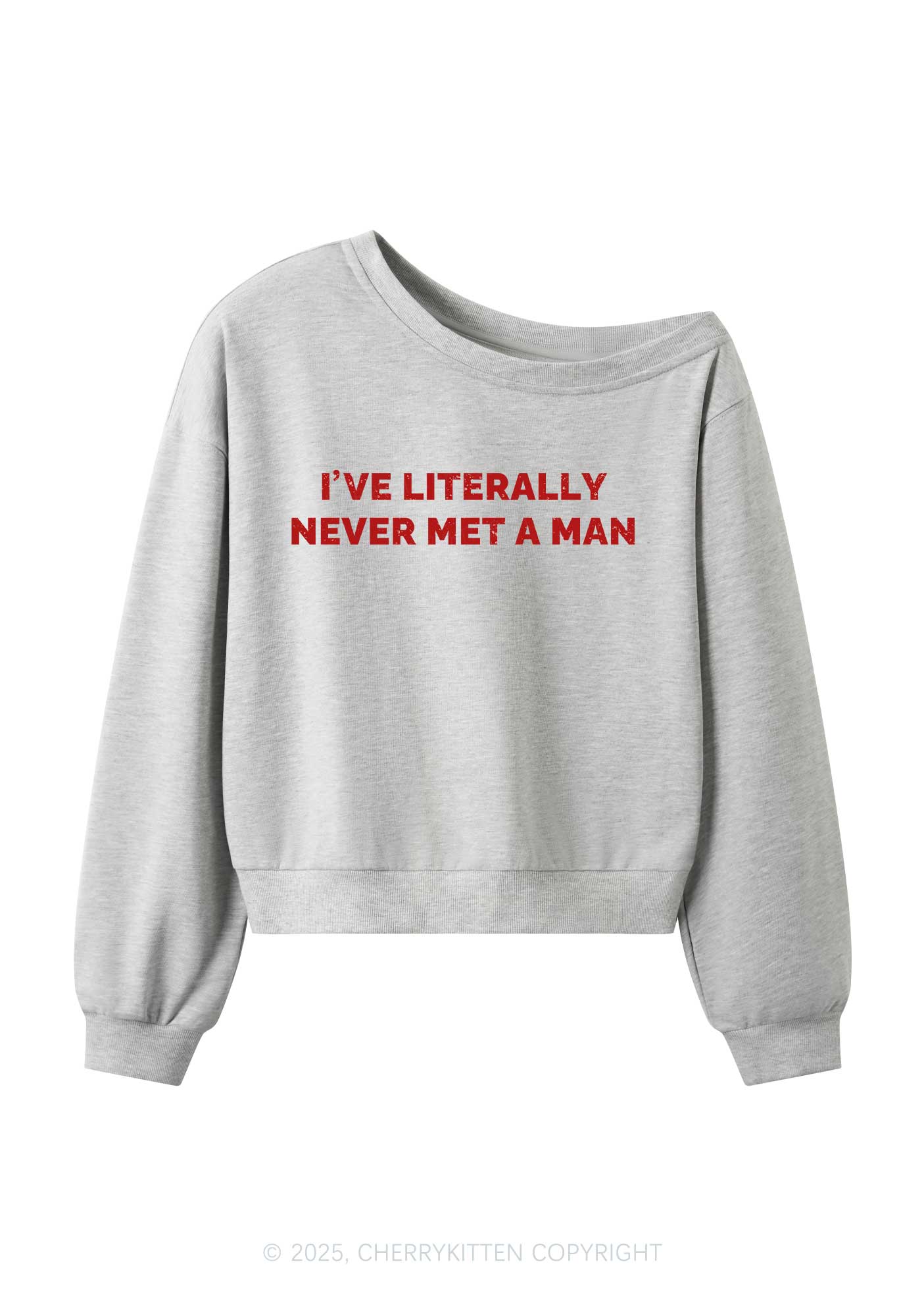 Never Met A Man Y2K Off Shoulder Sweatshirts Cherrykitten - Image 4