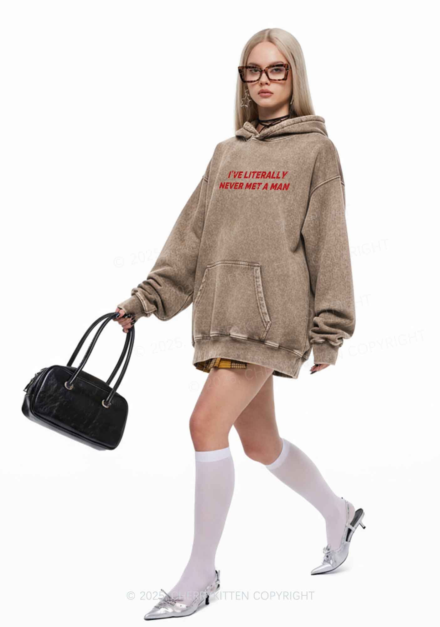 Never Met A Man Y2K Washed Hoodie Cherrykitten - Image 2