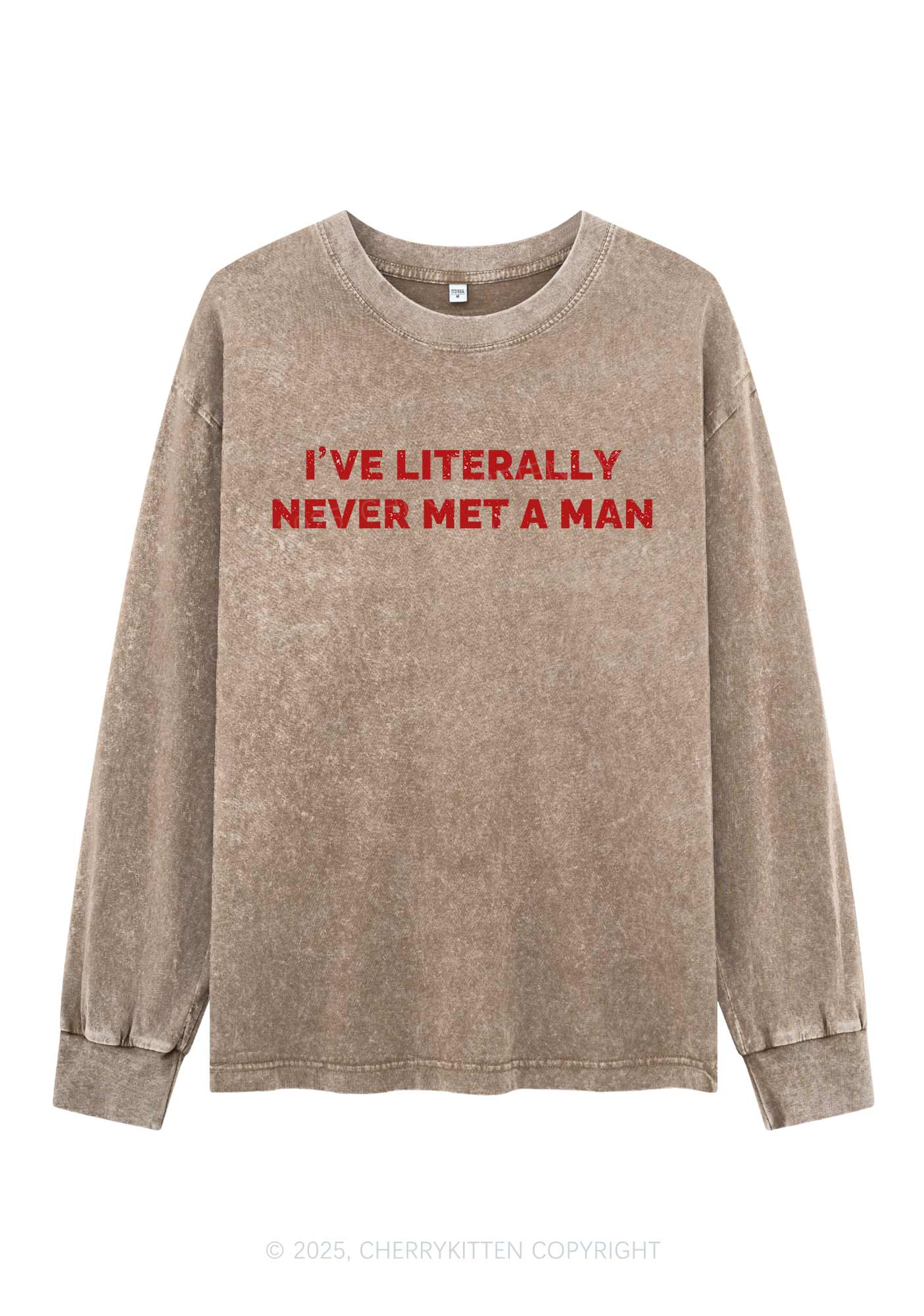 Never Met A Man Y2K Washed Long Sleeves Cherrykitten - Image 4