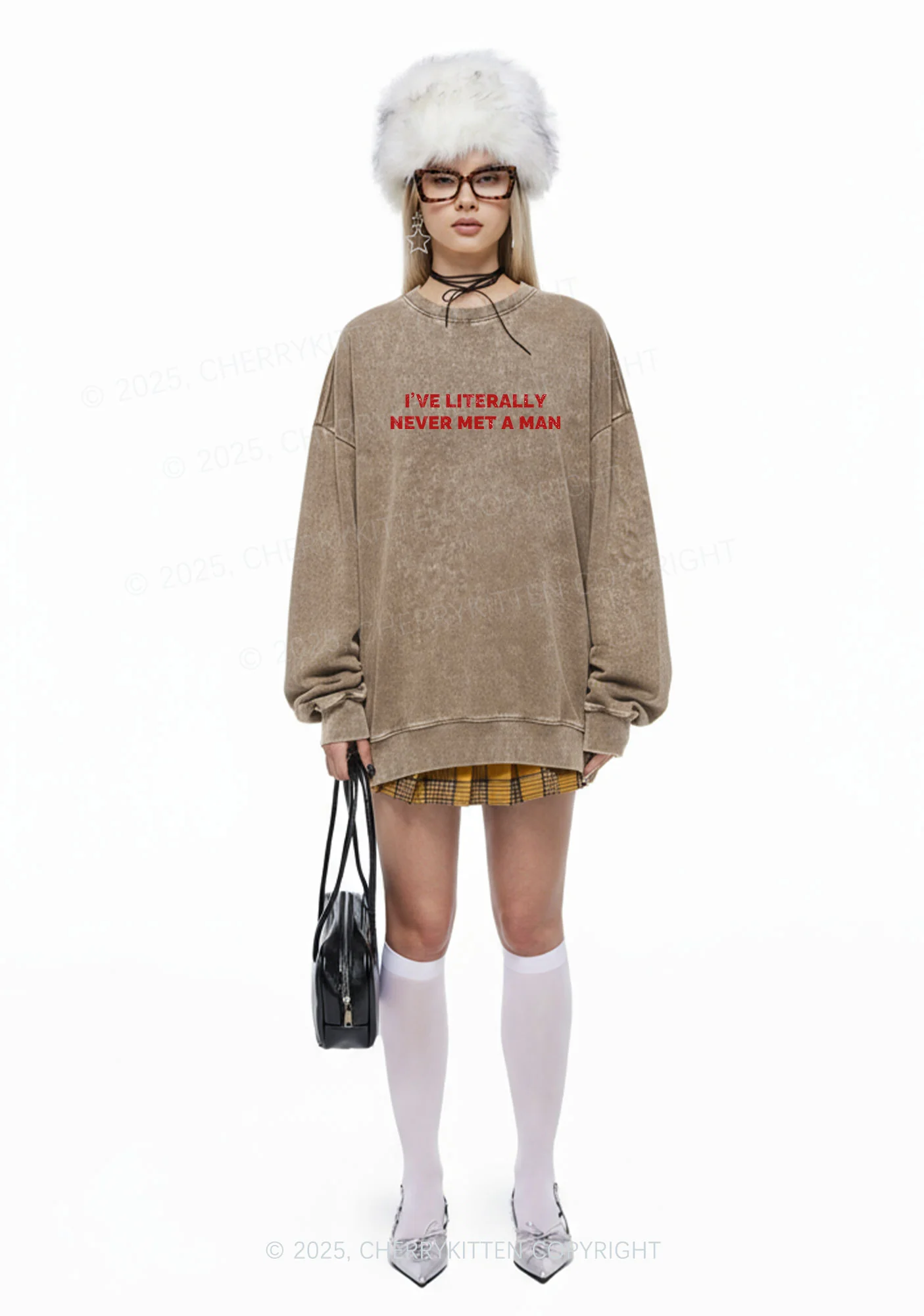 Never Met A Man Y2K Washed Sweatshirts Cherrykitten - Image 2