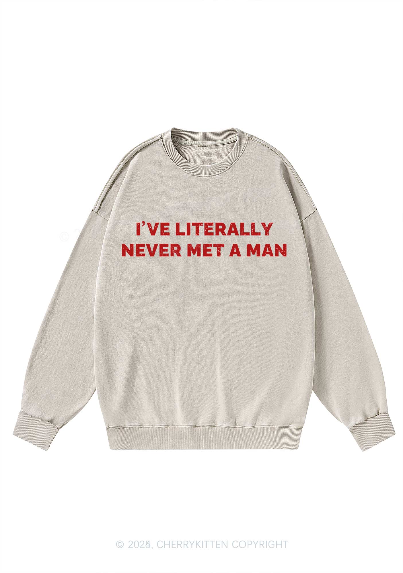 Never Met A Man Y2K Washed Sweatshirts Cherrykitten - Image 3