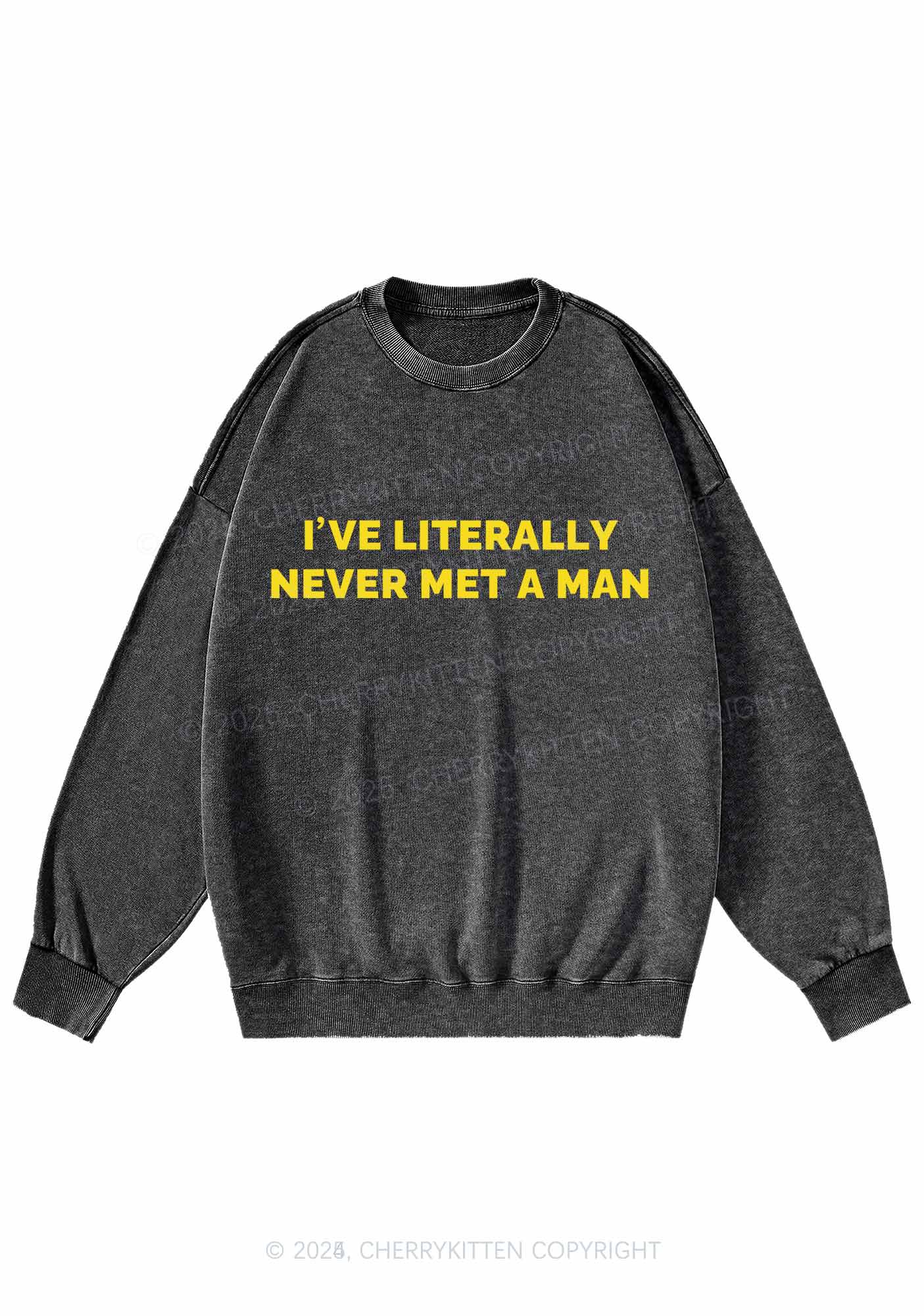 Never Met A Man Y2K Washed Sweatshirts Cherrykitten - Image 4