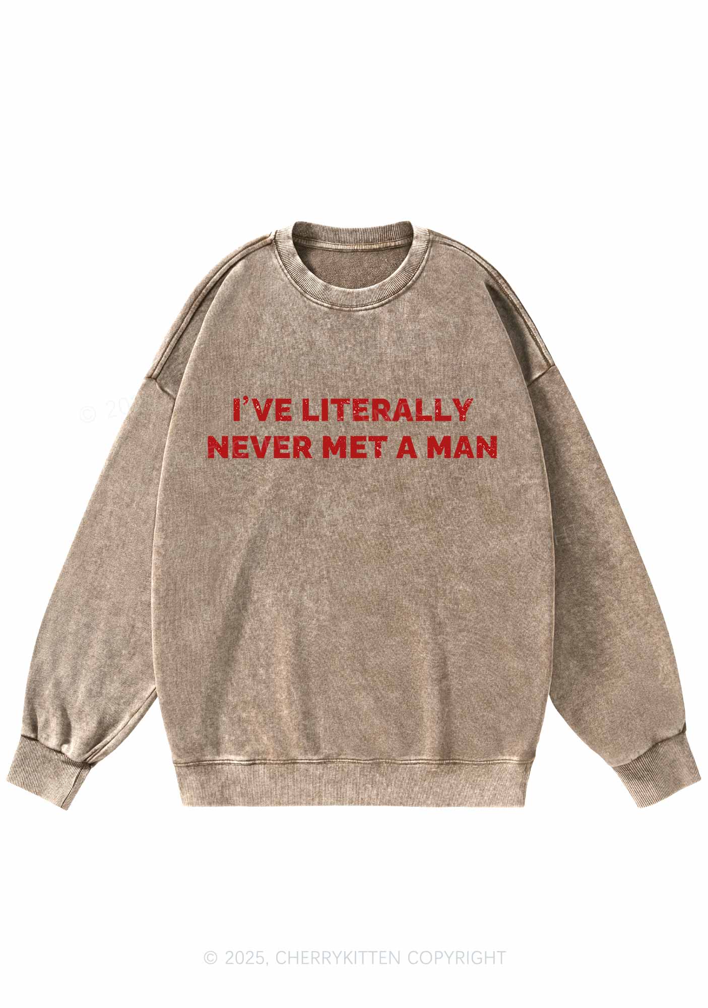 Never Met A Man Y2K Washed Sweatshirts Cherrykitten - Image 5