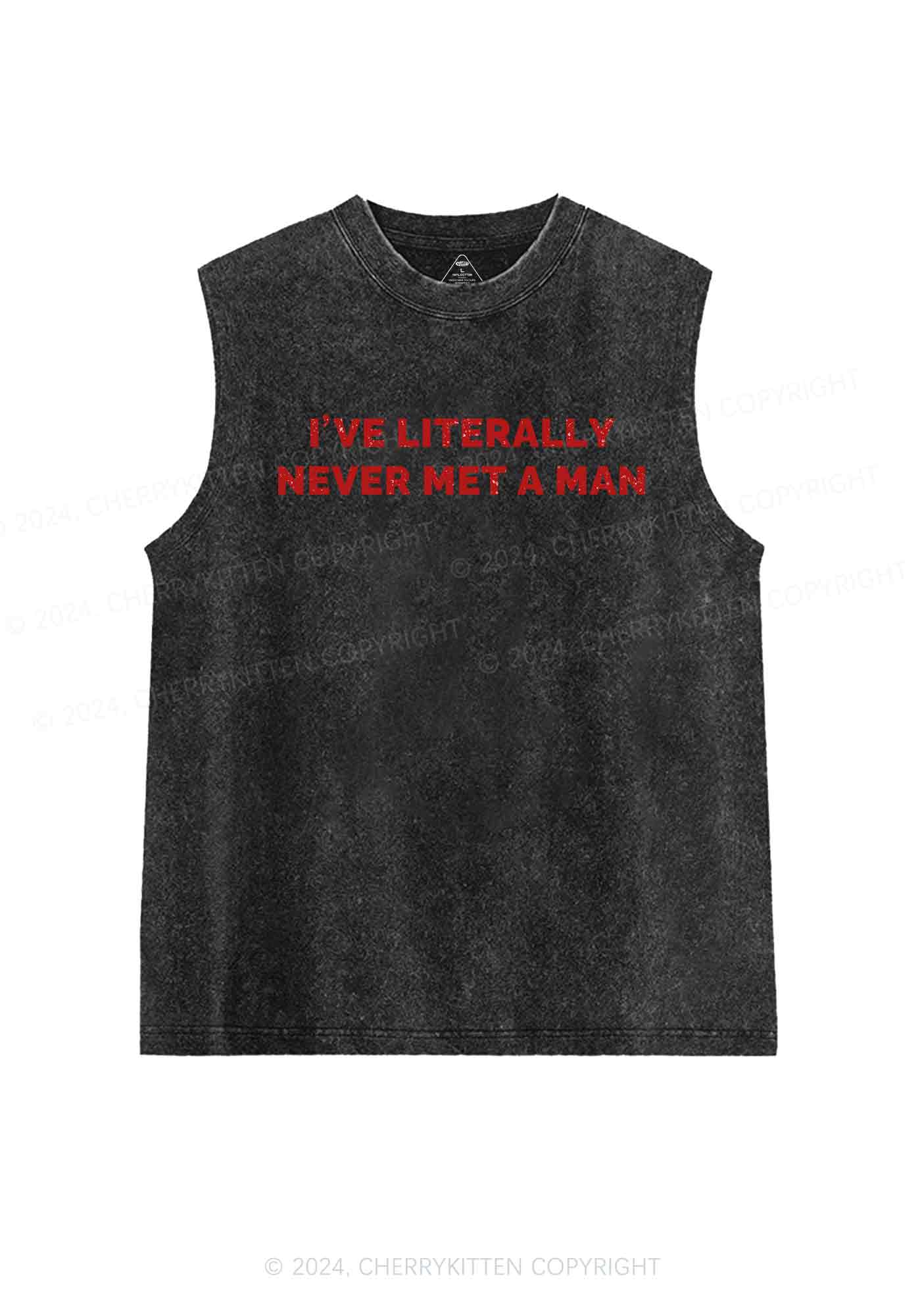 Never Met A Man Y2K Washed Tank Cherrykitten - Image 3