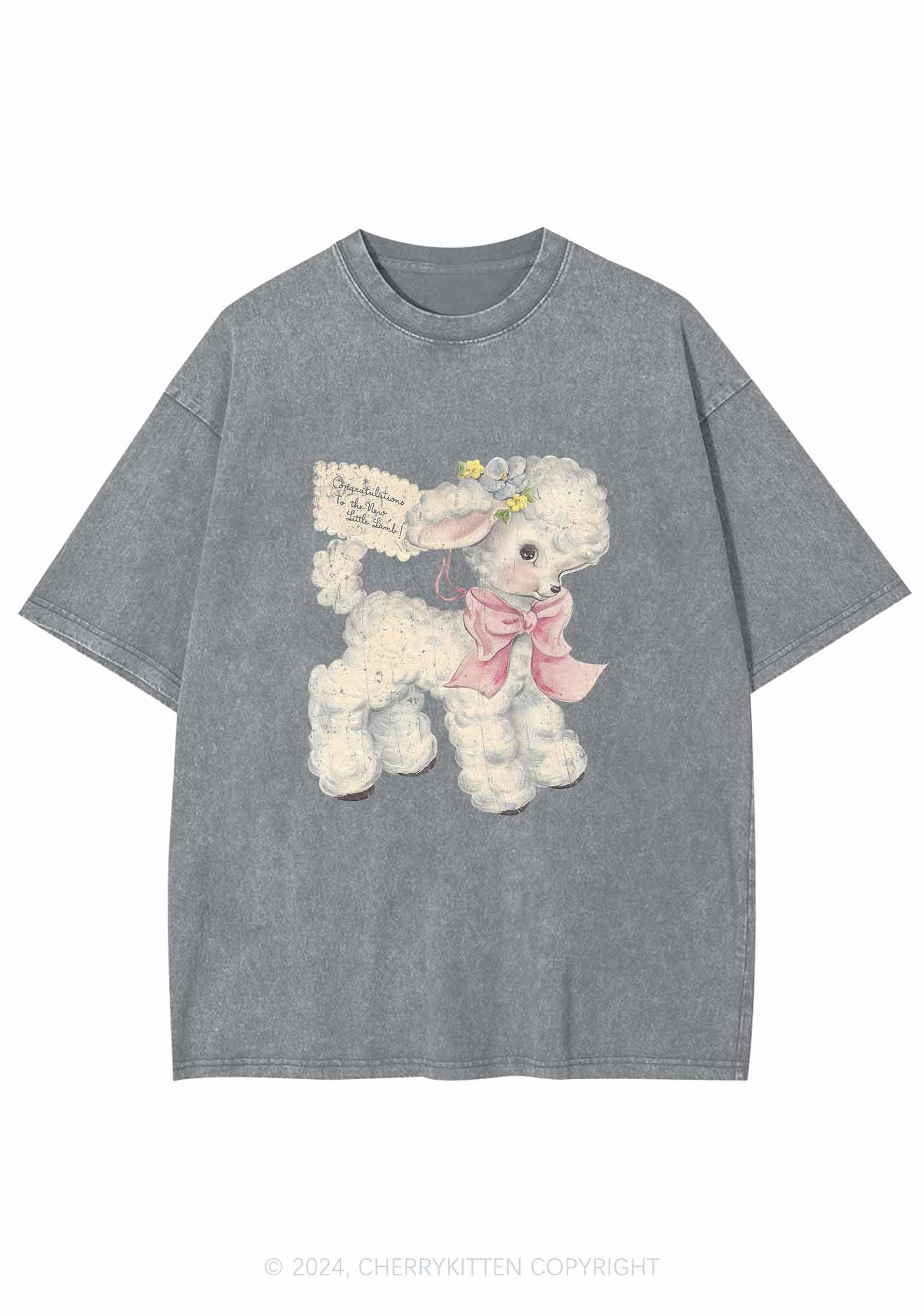 New Little Lamb Y2K Washed Tee Cherrykitten - Image 3