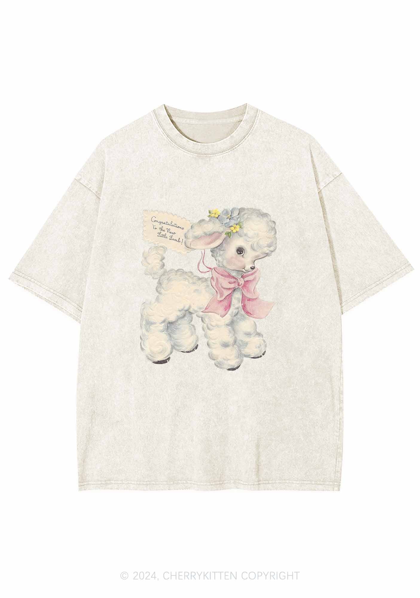 New Little Lamb Y2K Washed Tee Cherrykitten - Image 4