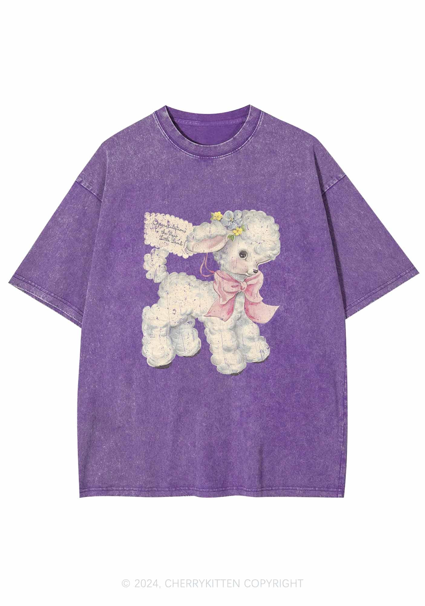 New Little Lamb Y2K Washed Tee Cherrykitten - Image 5