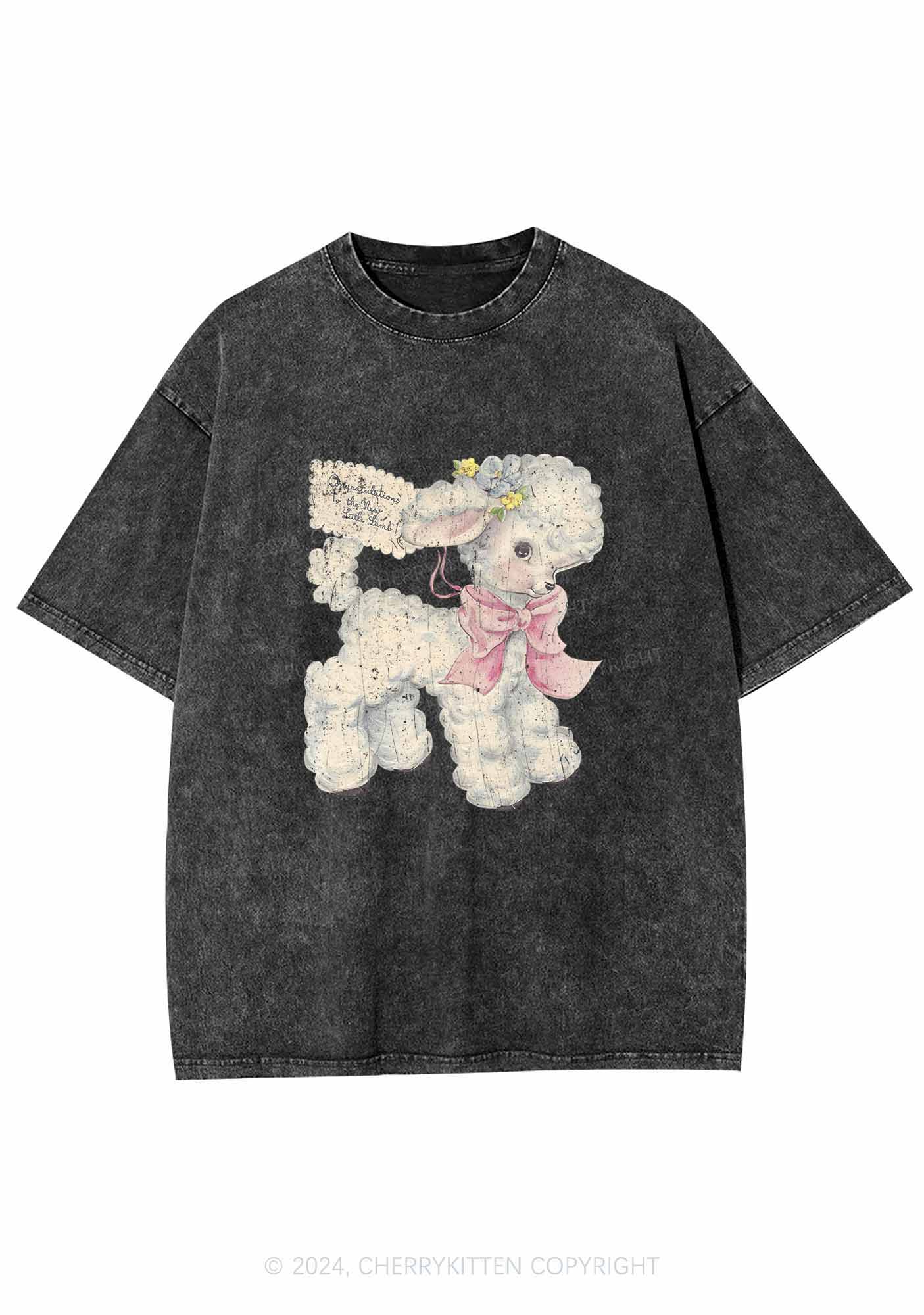 New Little Lamb Y2K Washed Tee Cherrykitten - Image 7