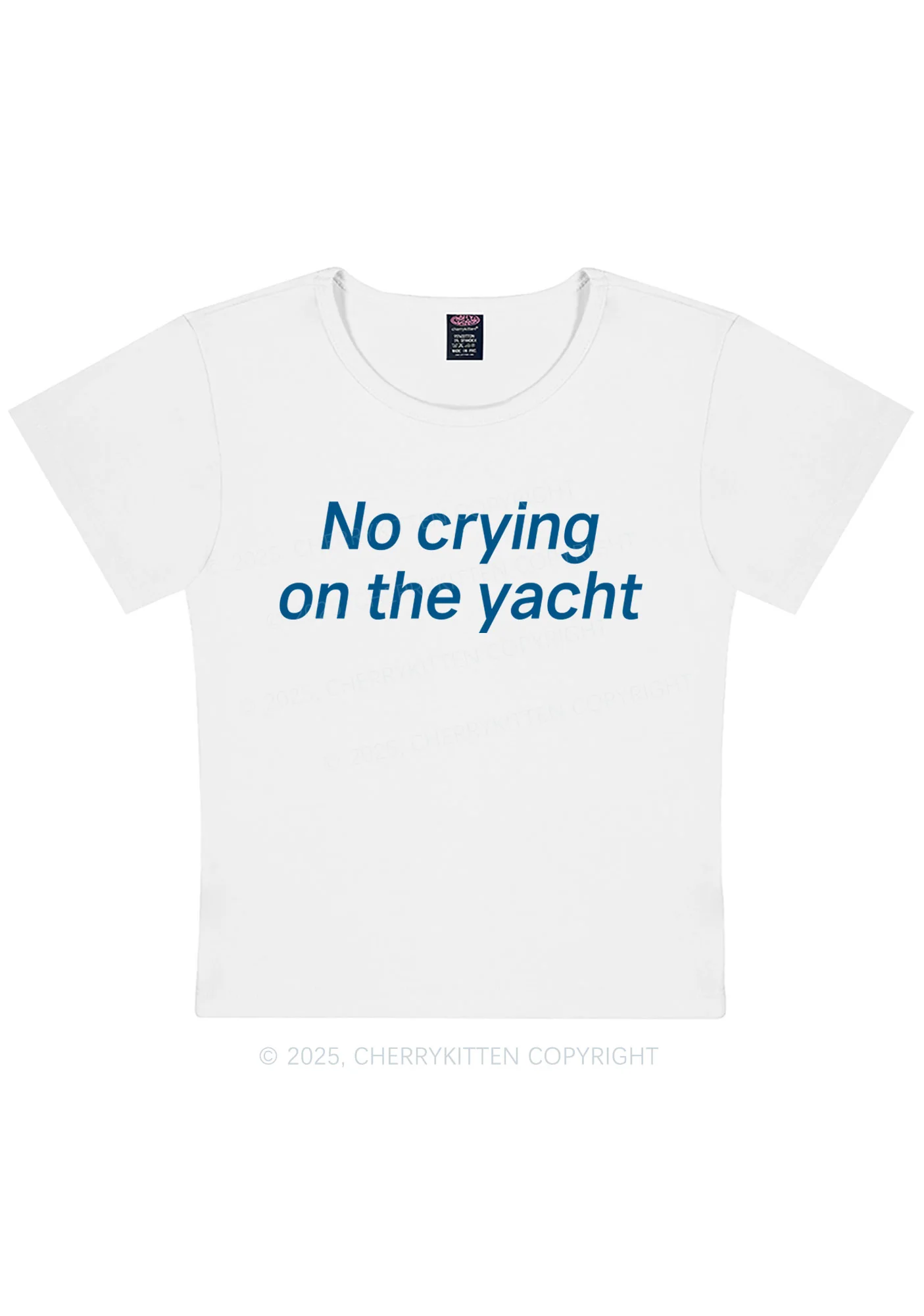 No Crying On Yacht Y2K Baby Tee Cherrykitten - Image 4