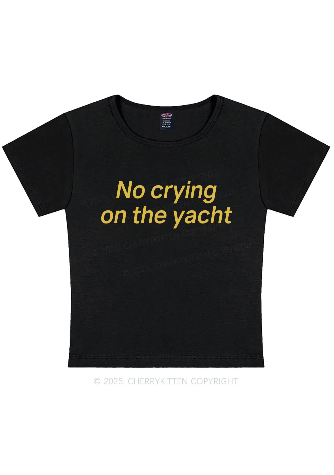 No Crying On Yacht Y2K Baby Tee Cherrykitten - Image 5