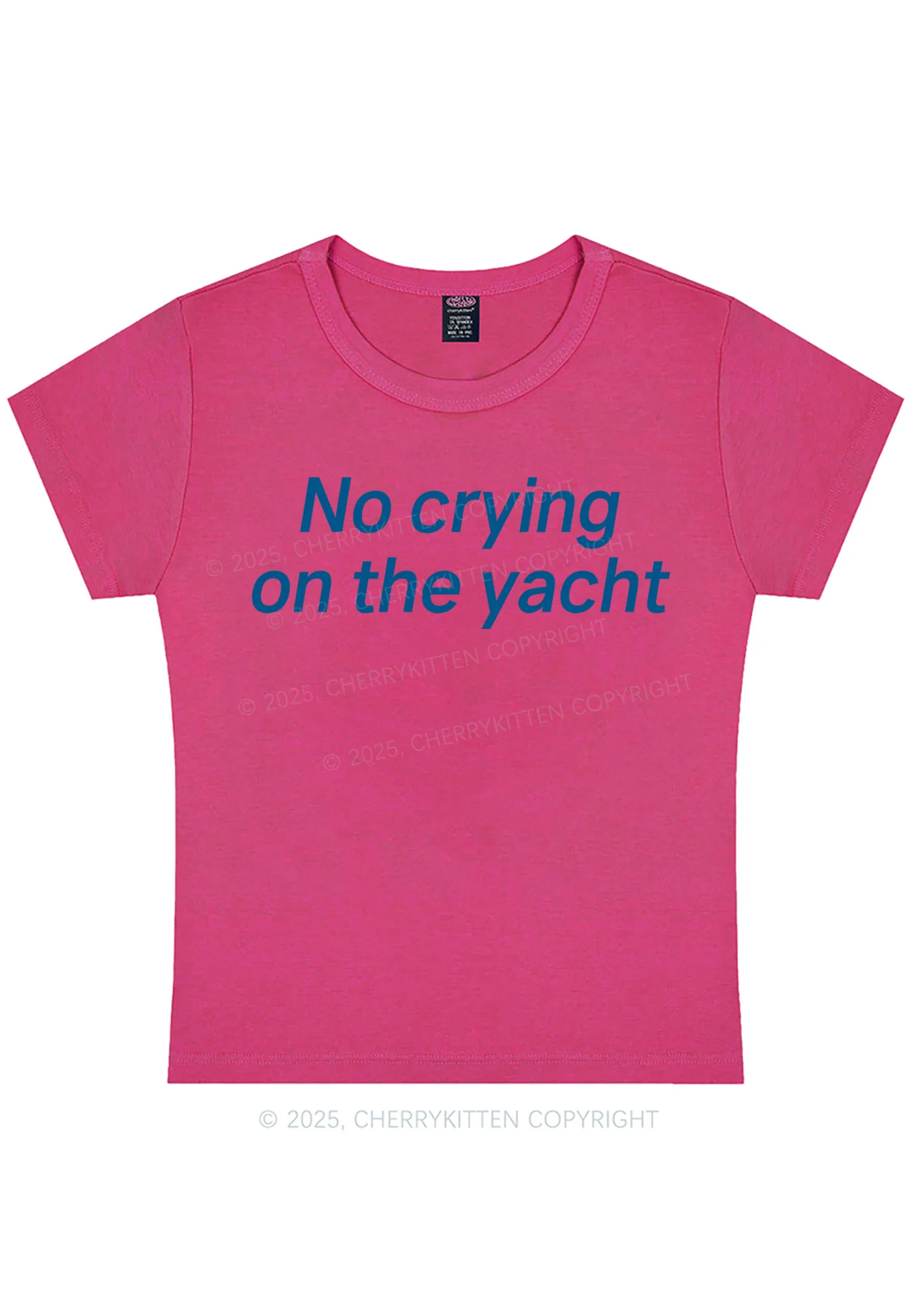 No Crying On Yacht Y2K Baby Tee Cherrykitten - Image 7