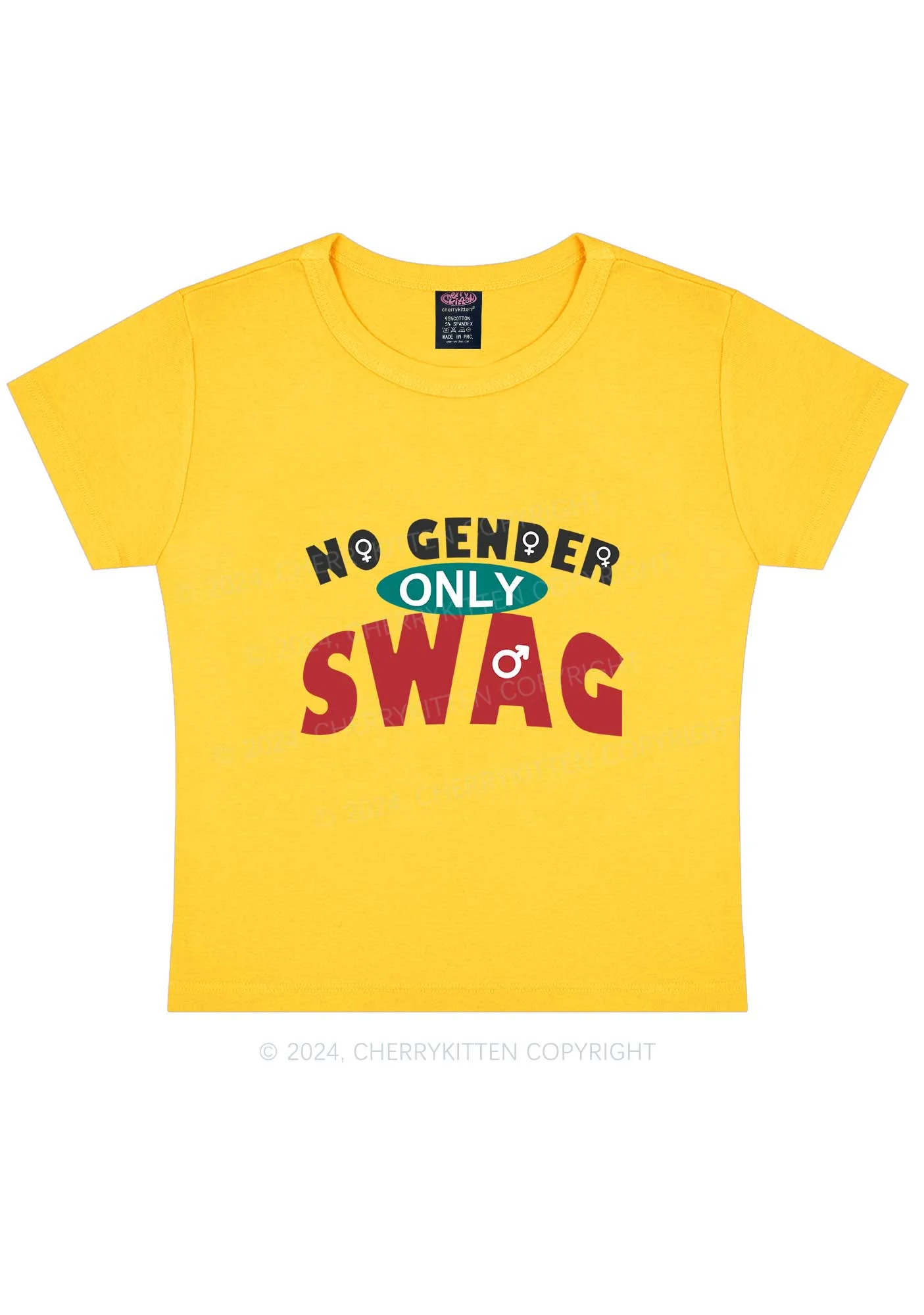No Gender Only Swag Y2K Baby Tee Cherrykitten - Image 2