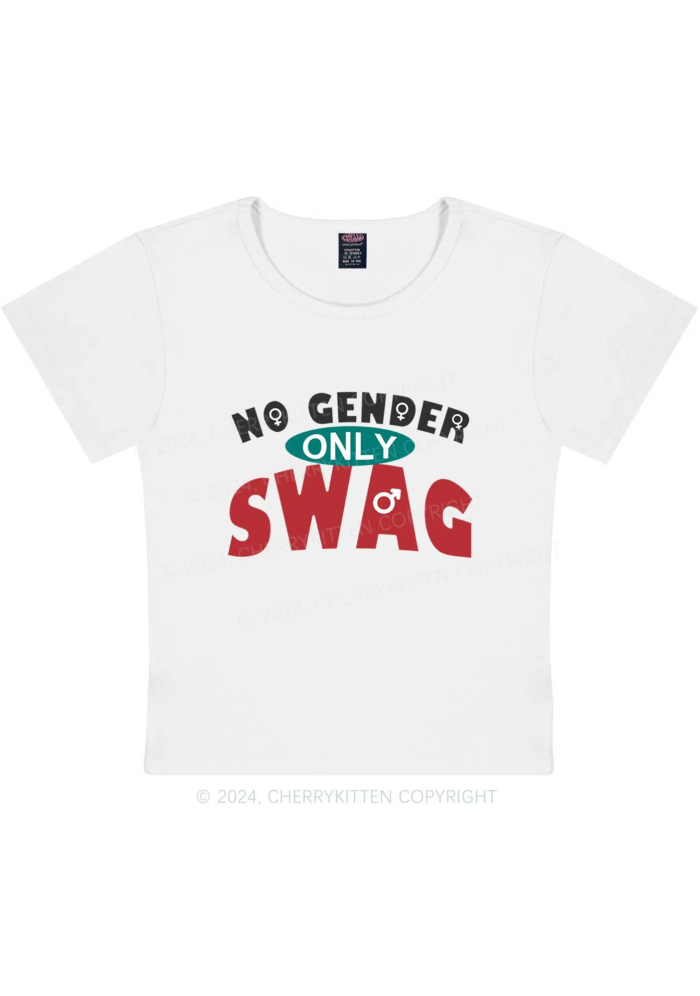 No Gender Only Swag Y2K Baby Tee Cherrykitten - Image 5