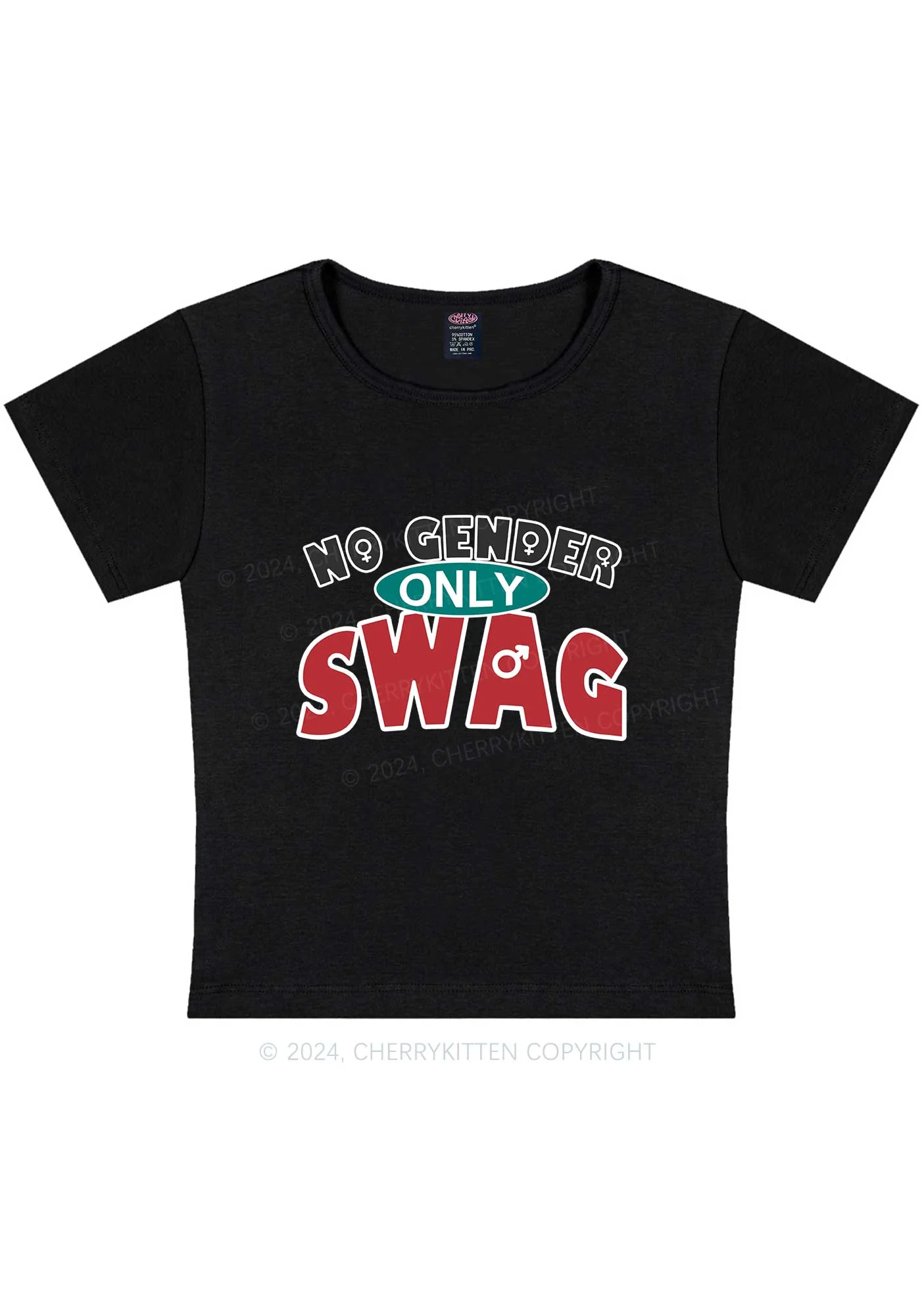 No Gender Only Swag Y2K Baby Tee Cherrykitten - Image 6