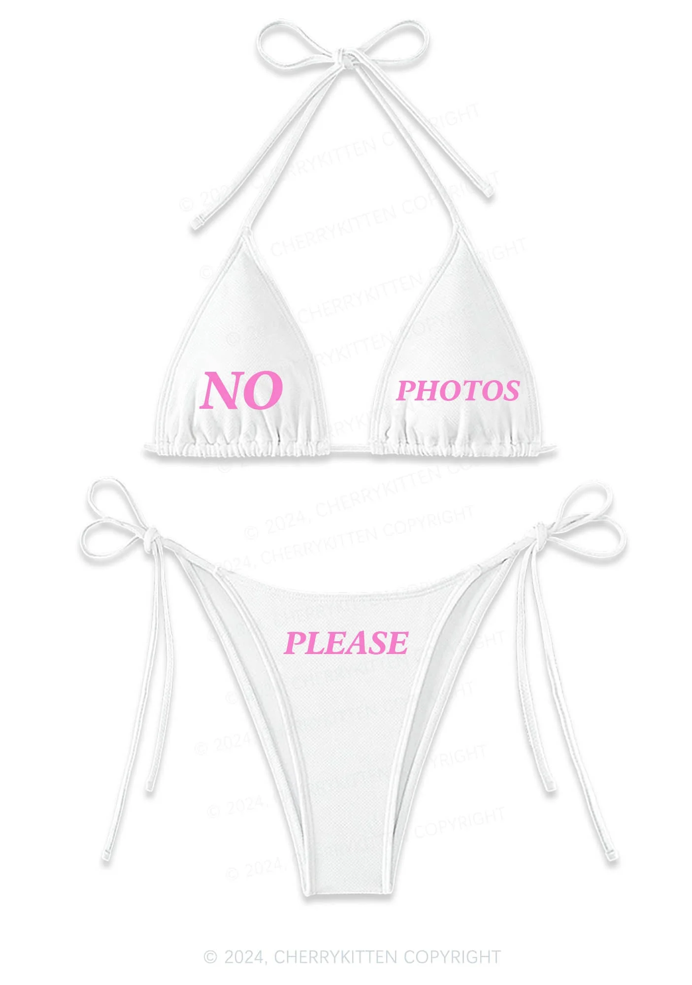 No Photos Please Y2K Halter Triangle Bikini Set Cherrykitten - Image 3