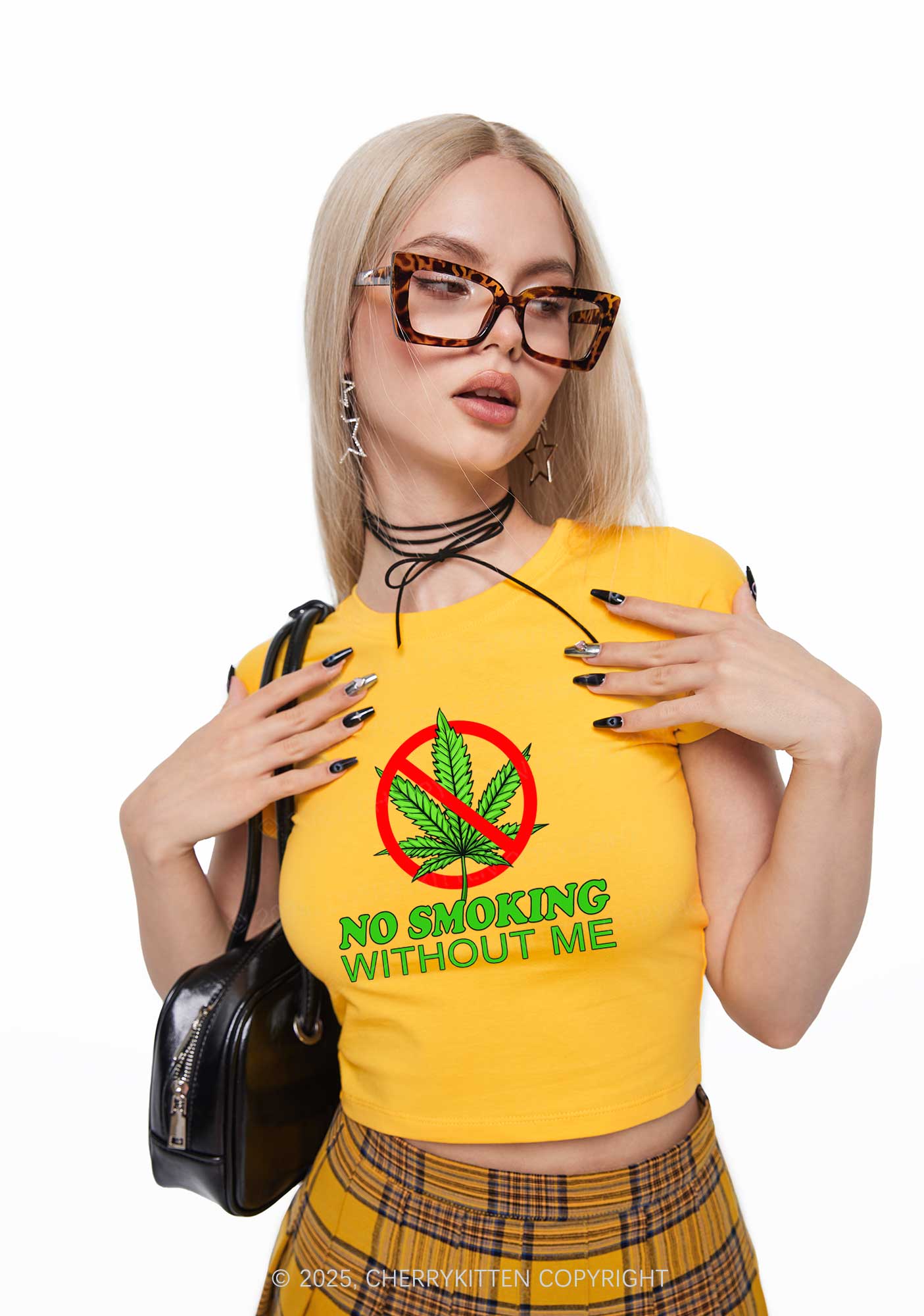 No Smoking Without Me Y2K Baby Tee Cherrykitten - Image 2
