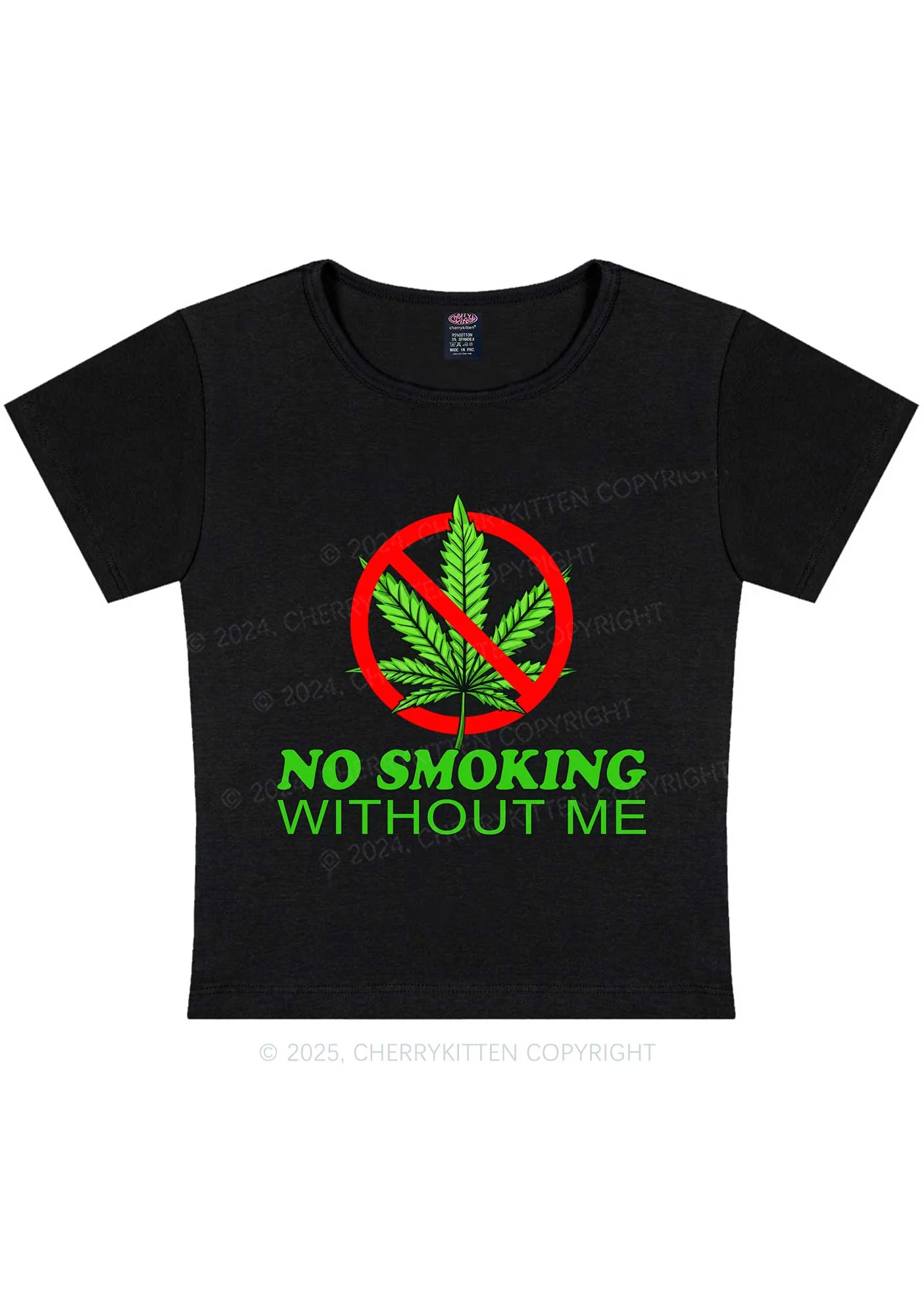 No Smoking Without Me Y2K Baby Tee Cherrykitten - Image 3