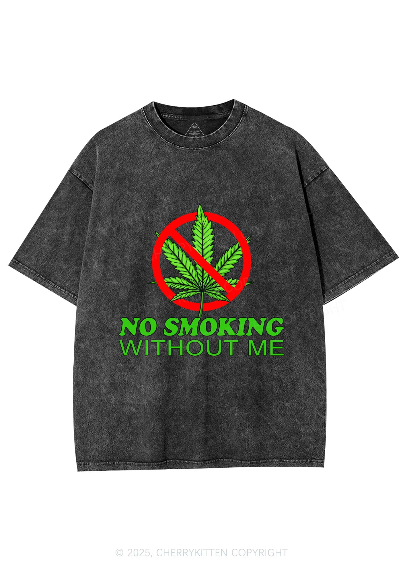 No Smoking Without Me Y2K Shirts Washed Tee Cherrykitten - Image 3