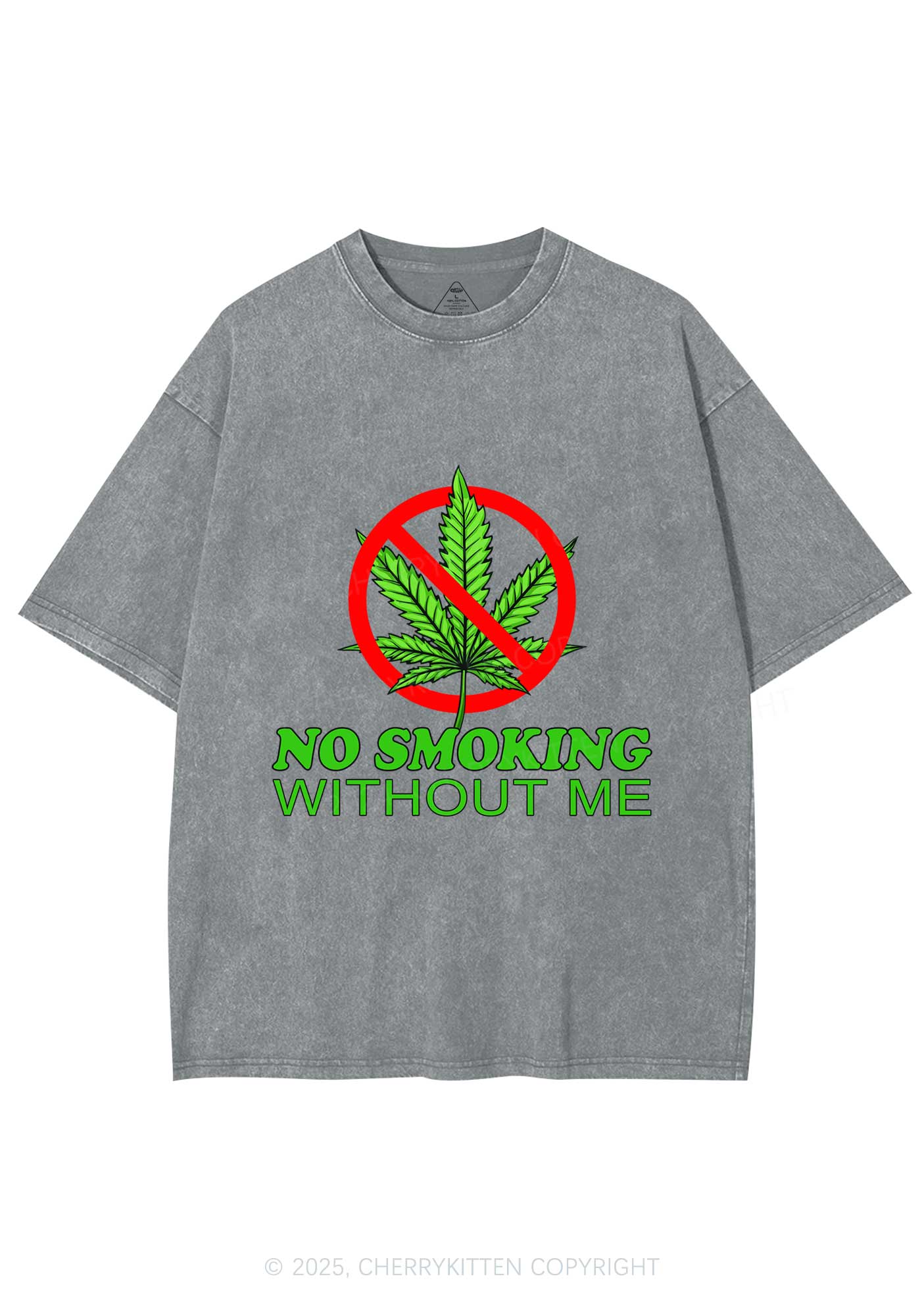 No Smoking Without Me Y2K Shirts Washed Tee Cherrykitten - Image 7