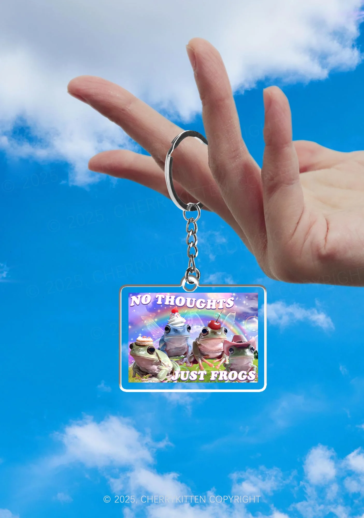 No Thoughts Just Frogs 1Pc Y2K Keychain Cherrykitten - Image 2