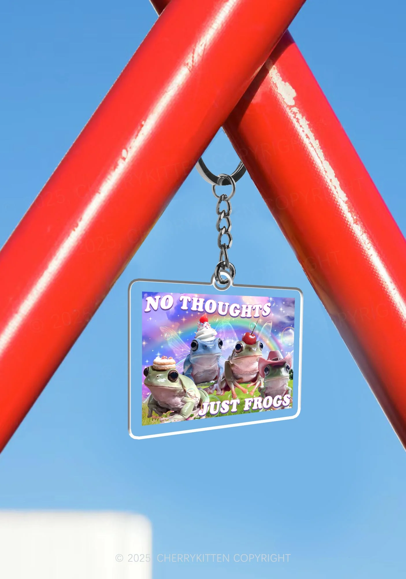 No Thoughts Just Frogs 1Pc Y2K Keychain Cherrykitten - Image 3